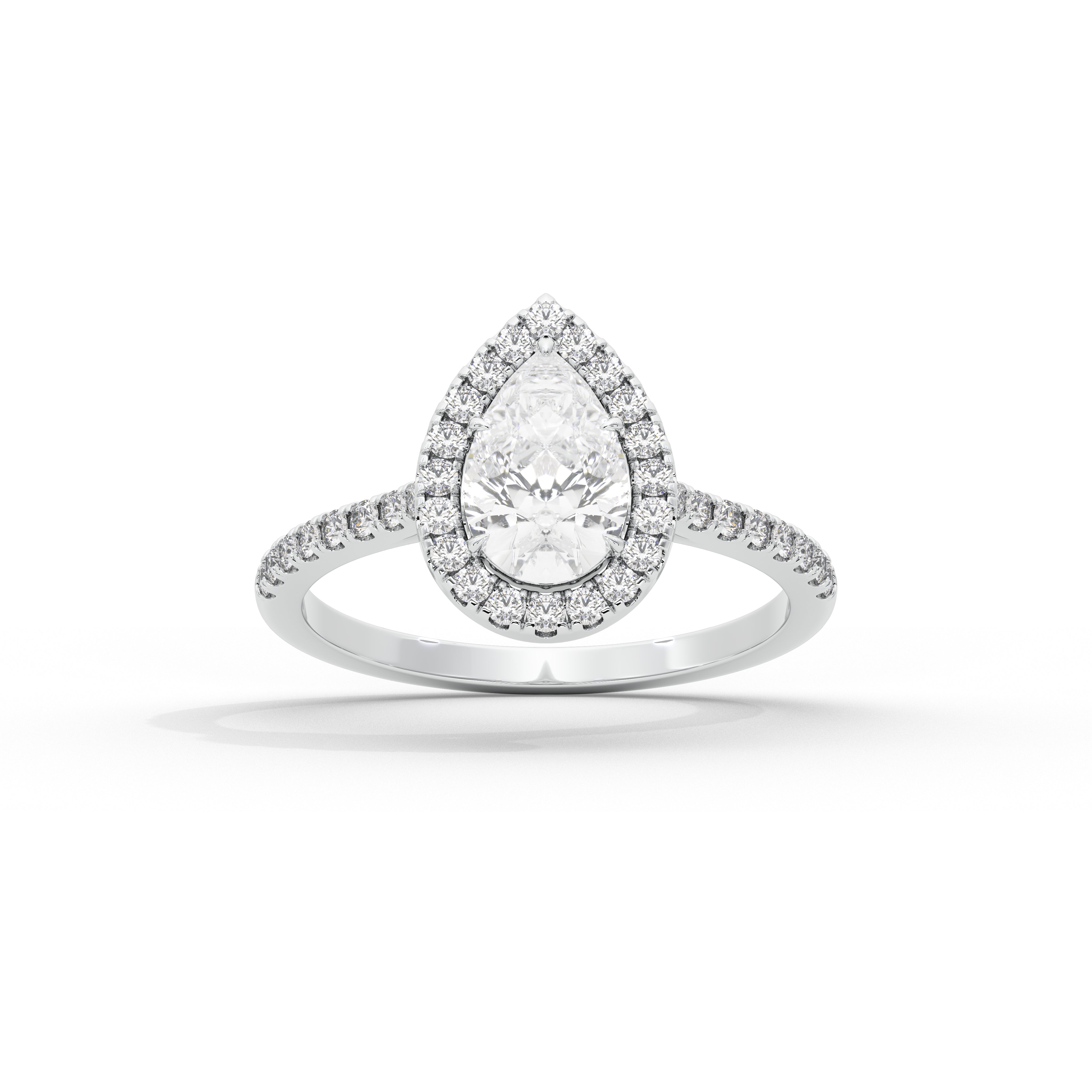 1 Carat Serena Pear Halo Diamond Ring