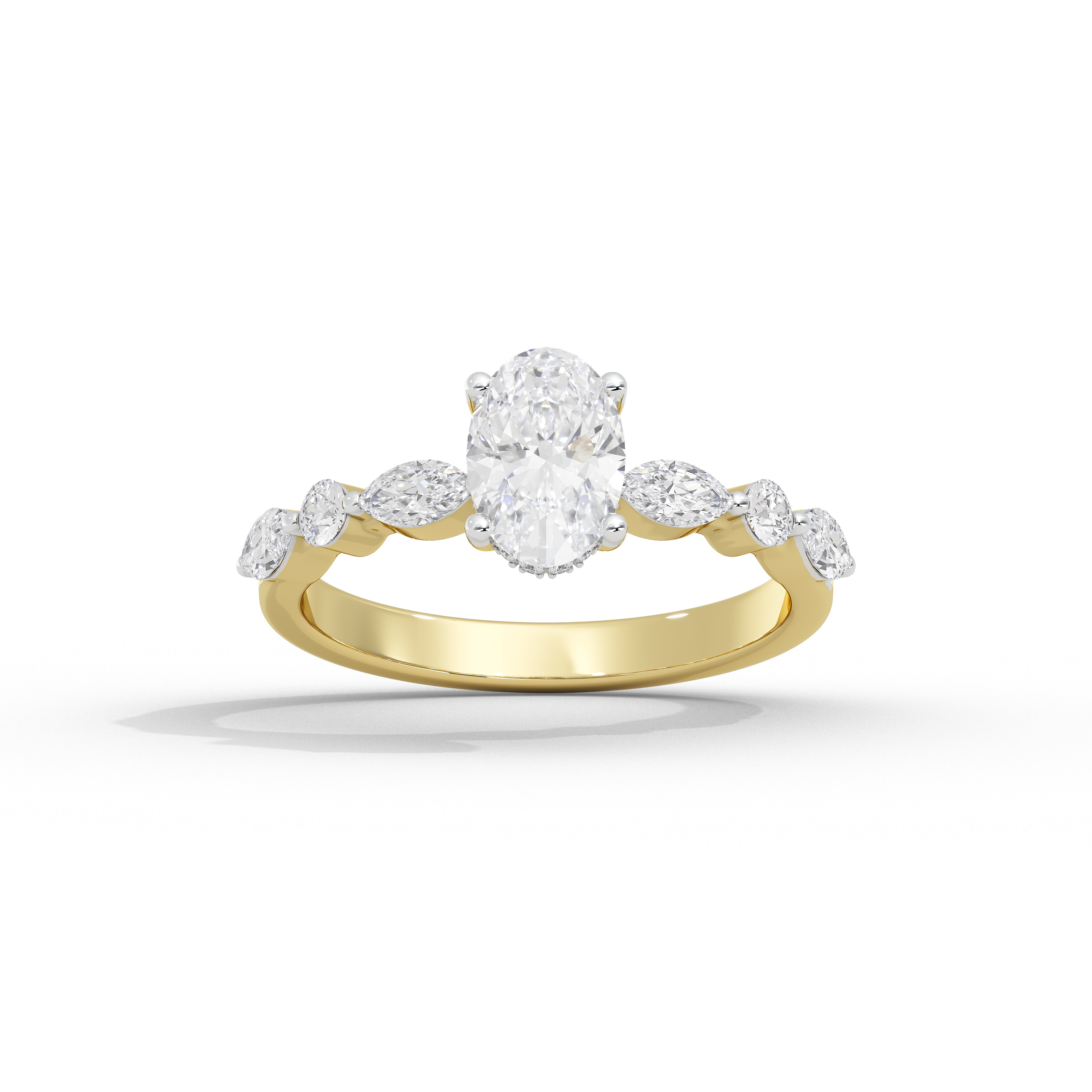 1 Carat Adaeze Oval Marquise Diamond Ring