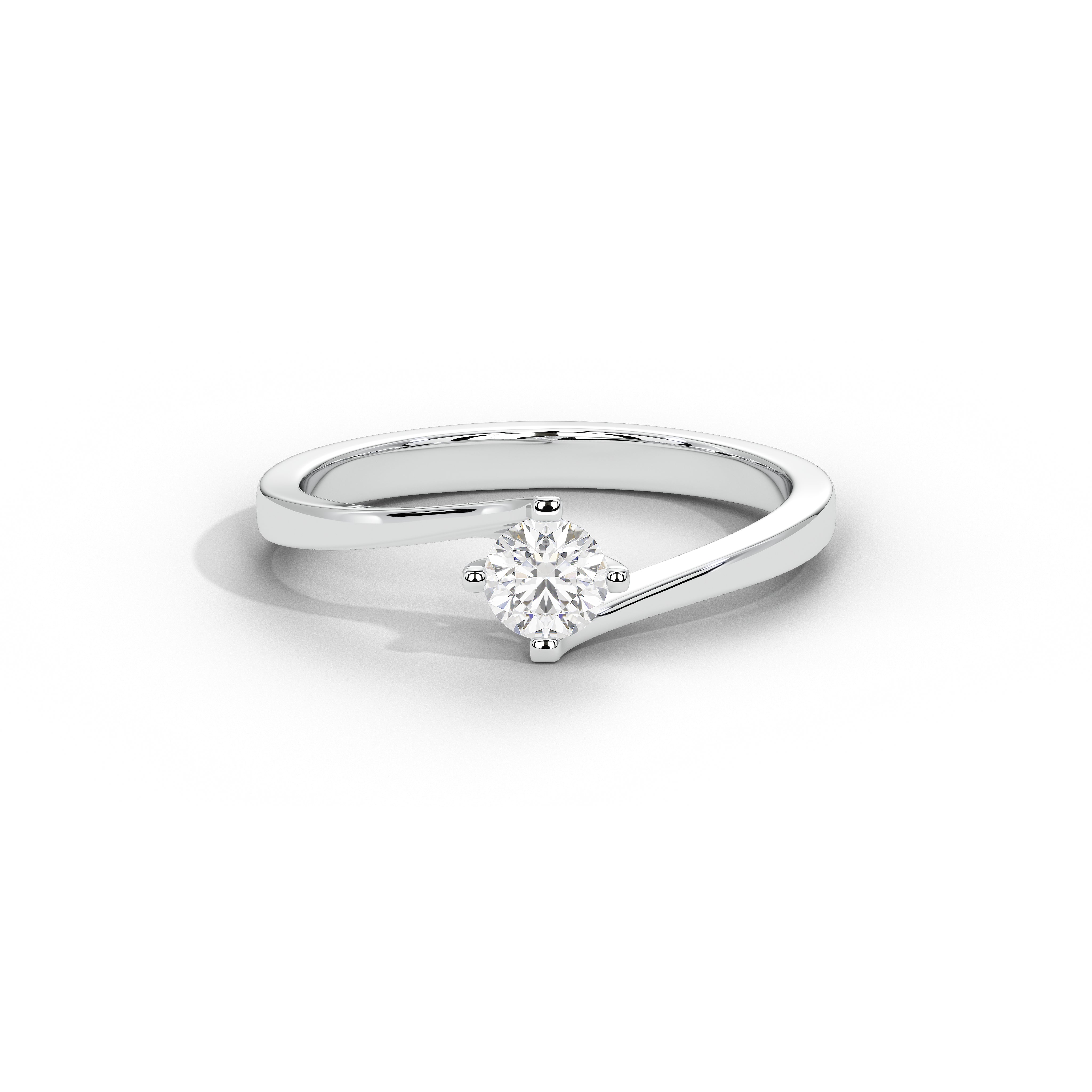 35 Cent Dainty Dame Round Solitaire Ring