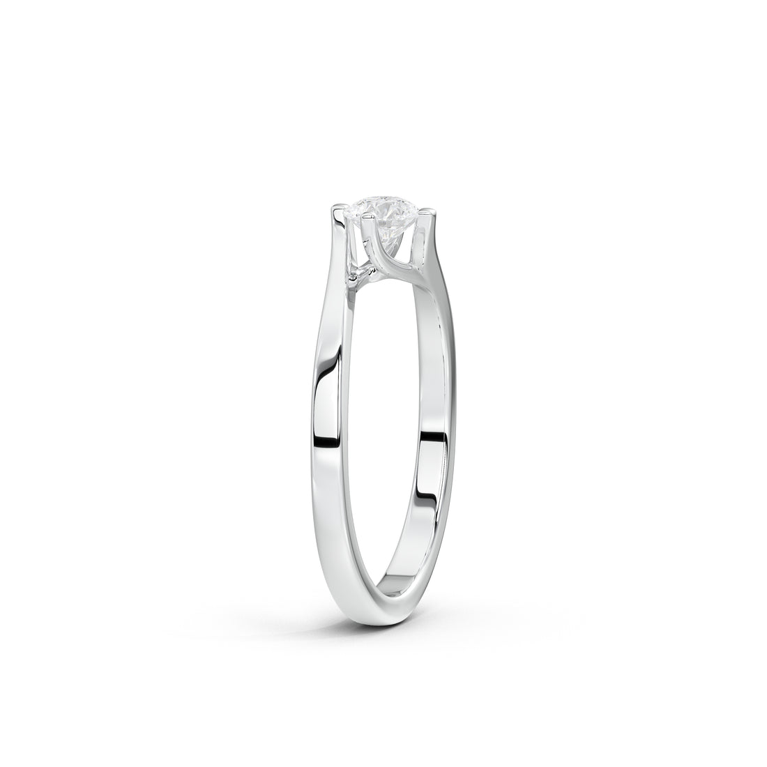 35 Cent Dainty Dame Round Solitaire Ring