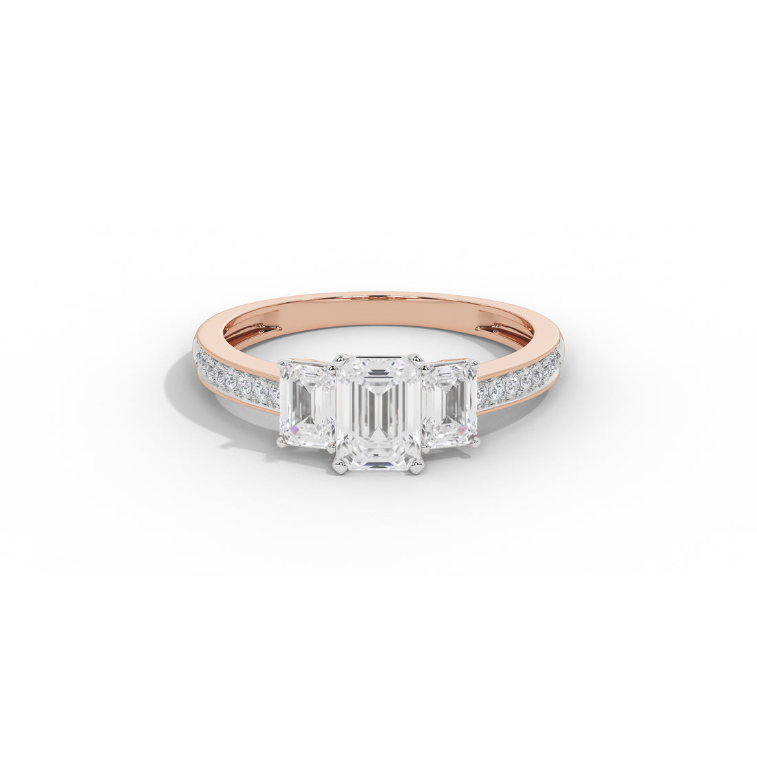 2.5 Carat Elizeh Emerald Three Stone Ring