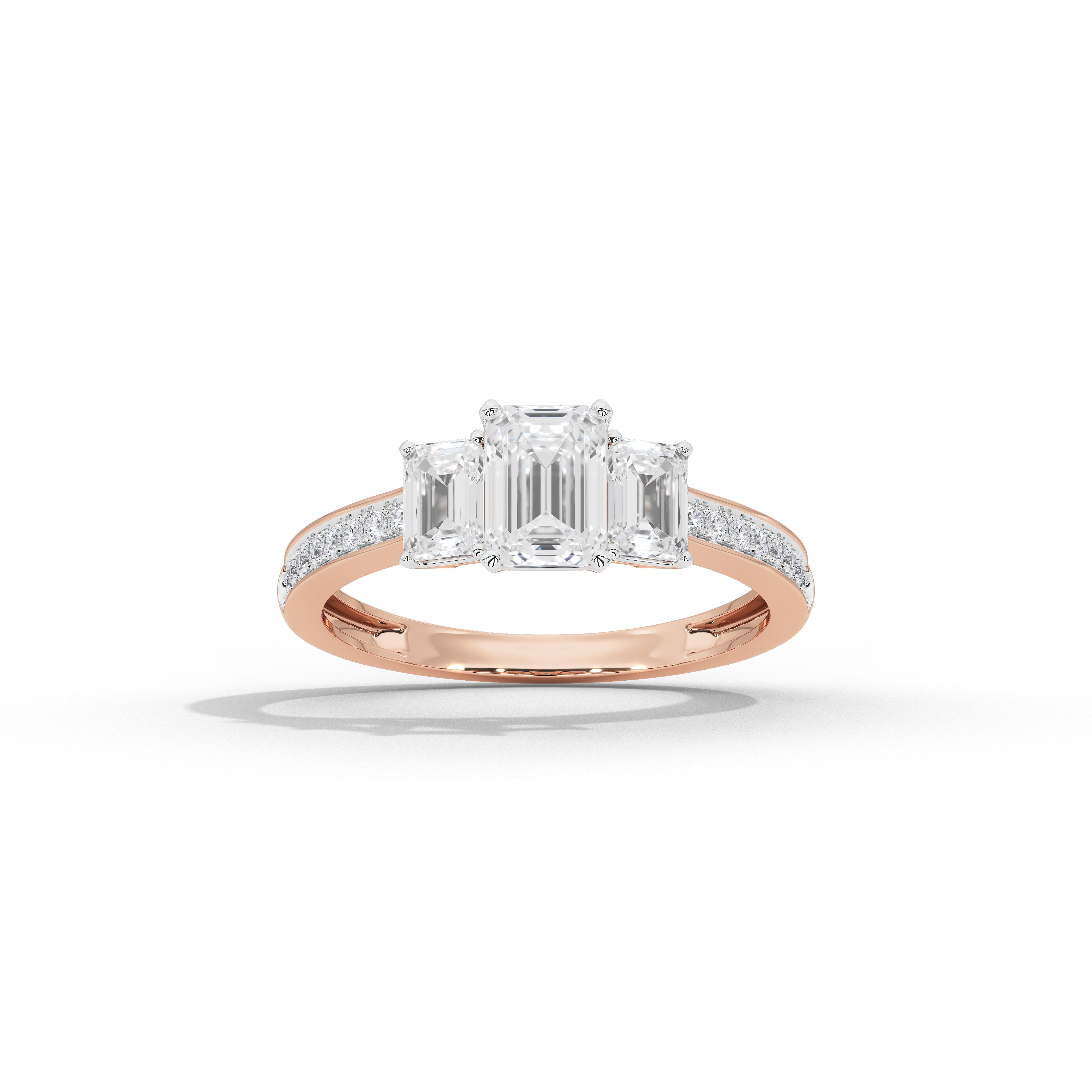 2.5 Carat Elizeh Emerald Three Stone Ring