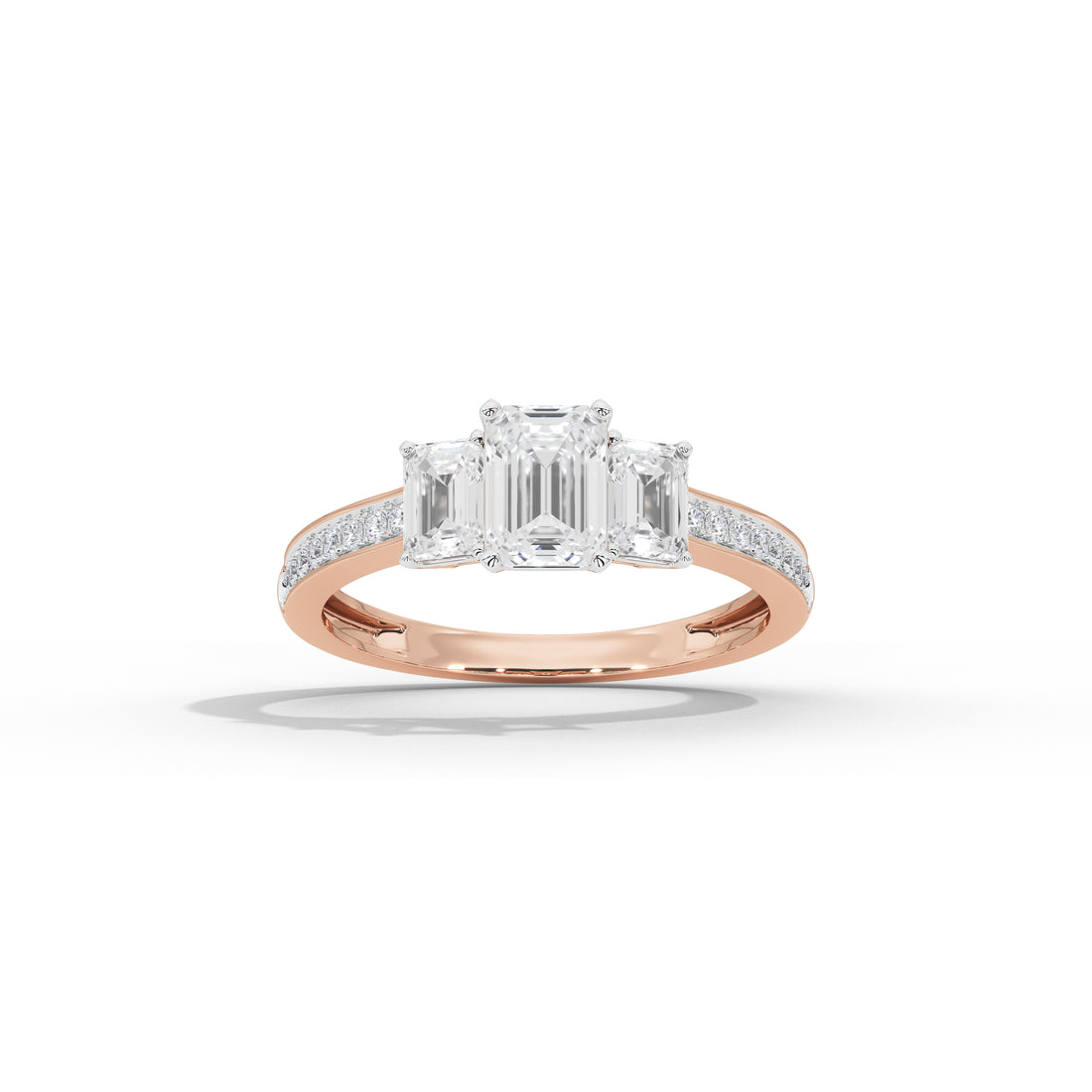 2.5 Carat Elizeh Emerald Three Stone Ring