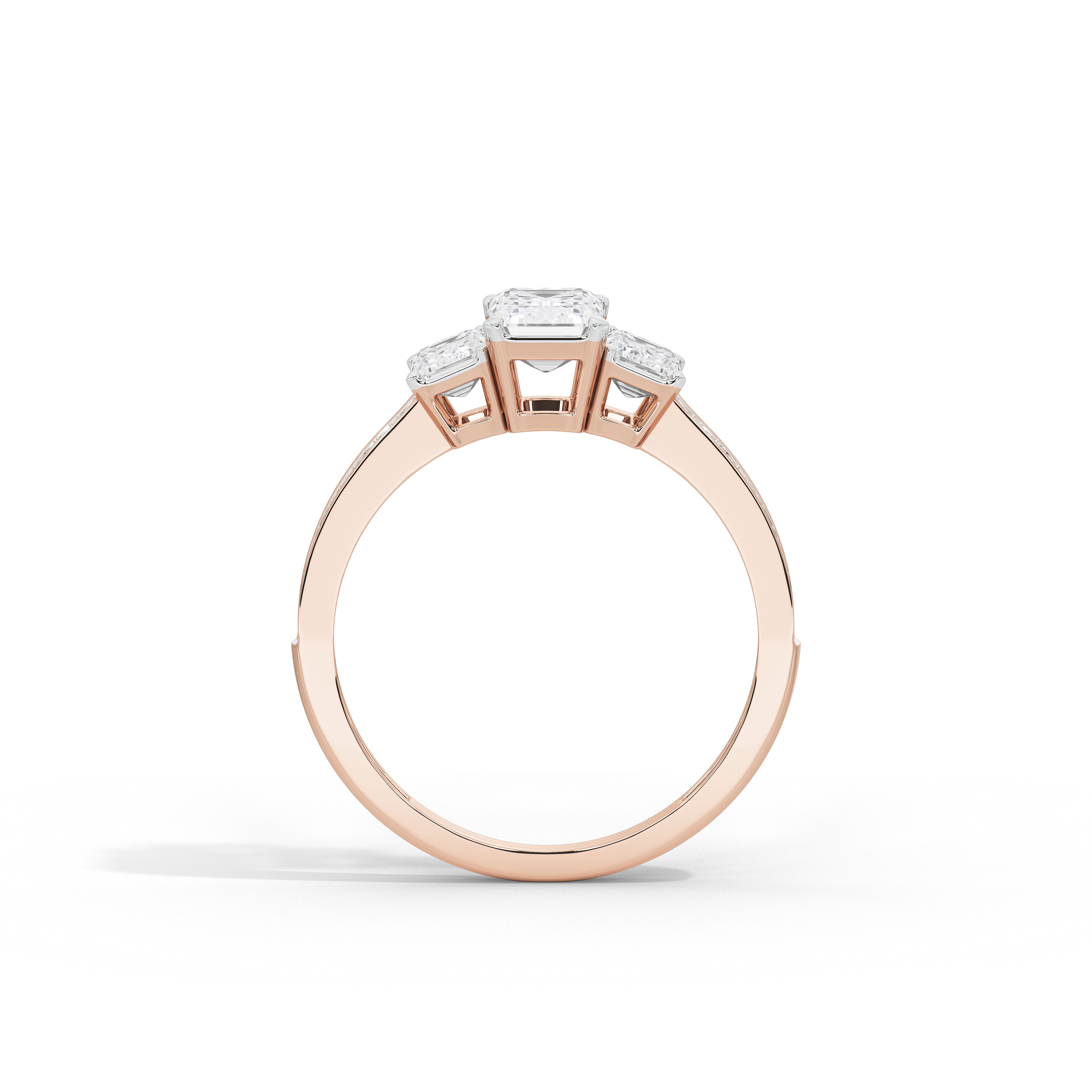 2.5 Carat Elizeh Emerald Three Stone Ring
