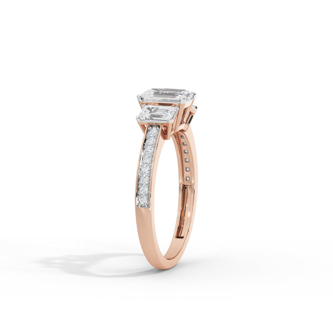 2.5 Carat Elizeh Emerald Three Stone Ring