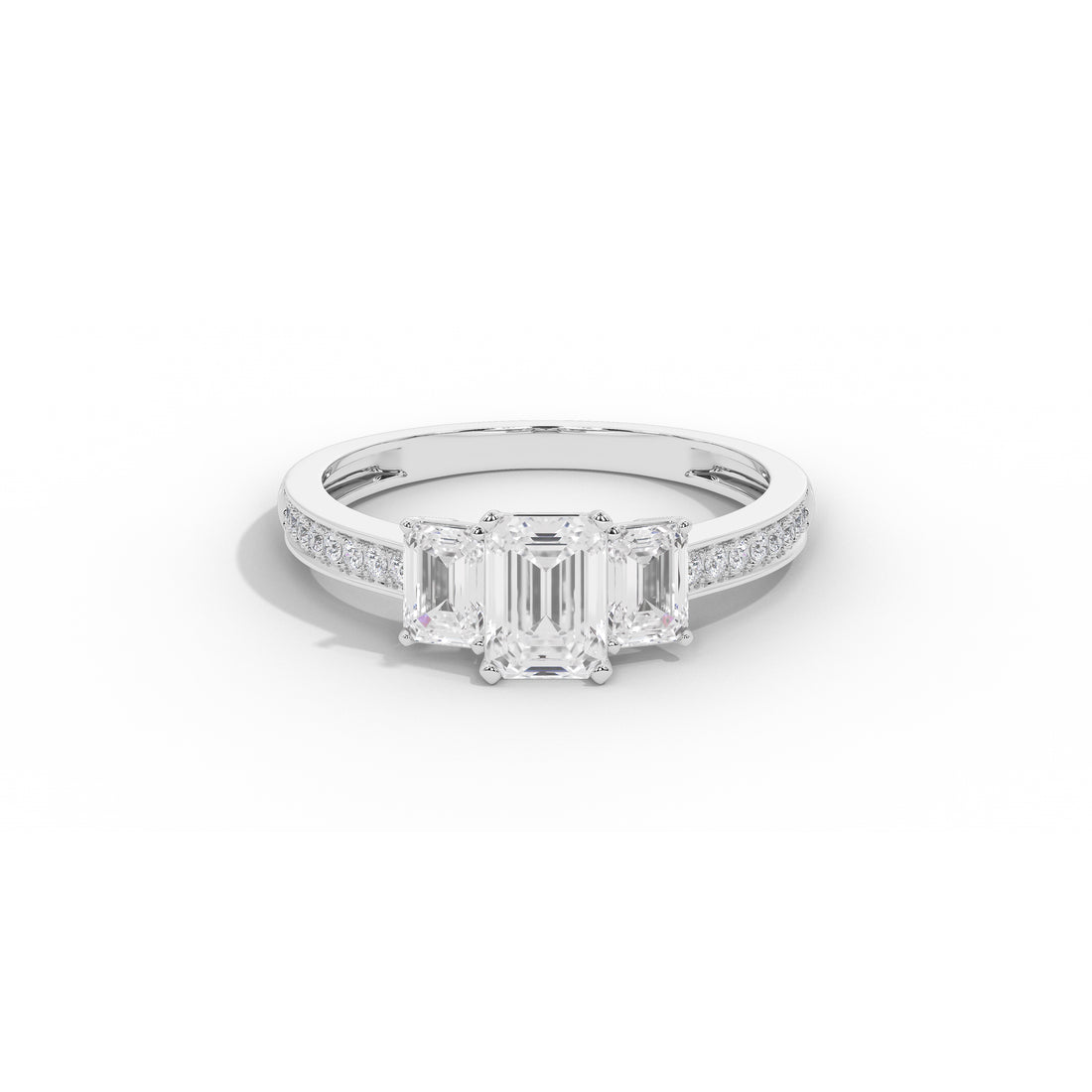 2.5 Carat Elizeh Emerald Three Stone Ring