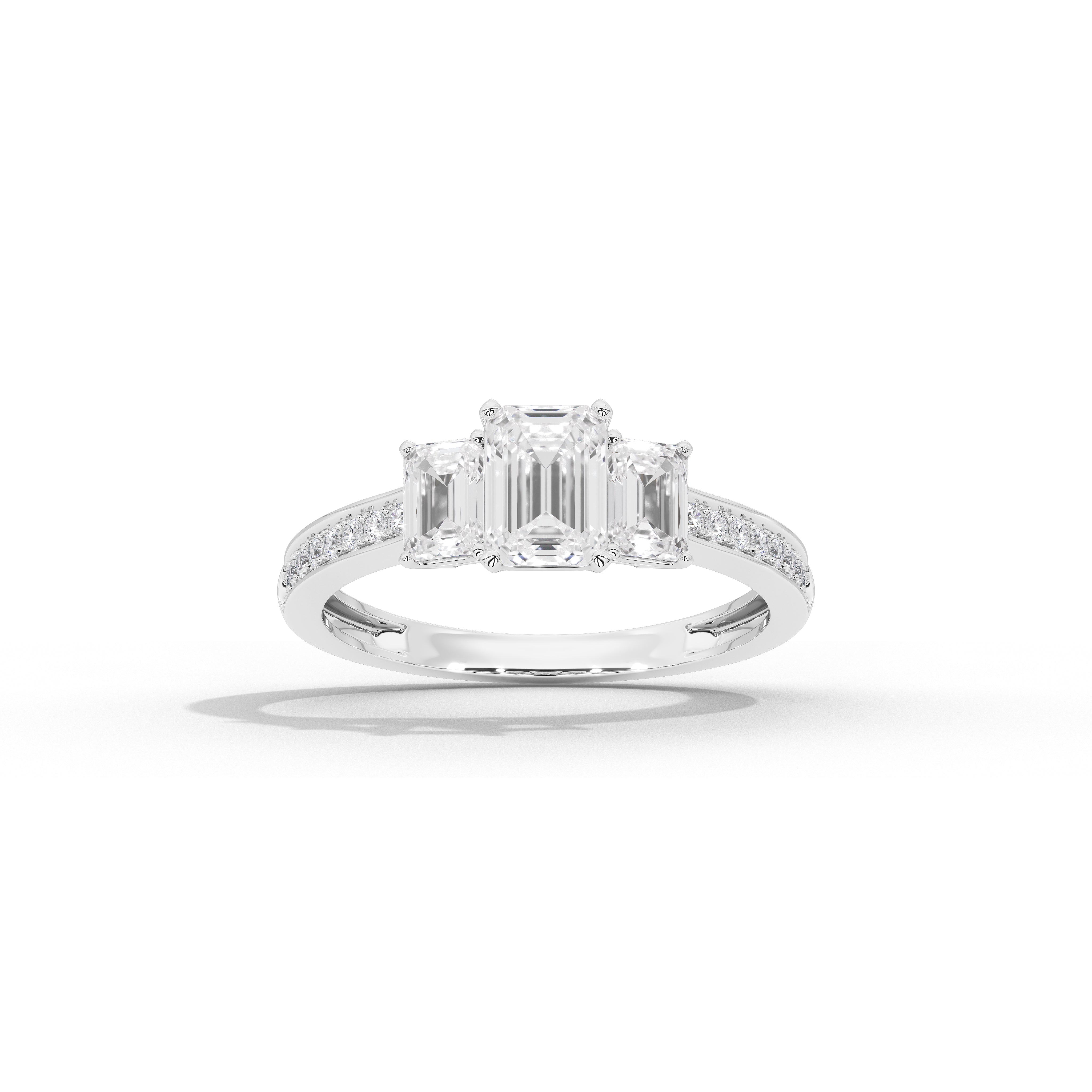 2.5 Carat Elizeh Emerald Three Stone Ring