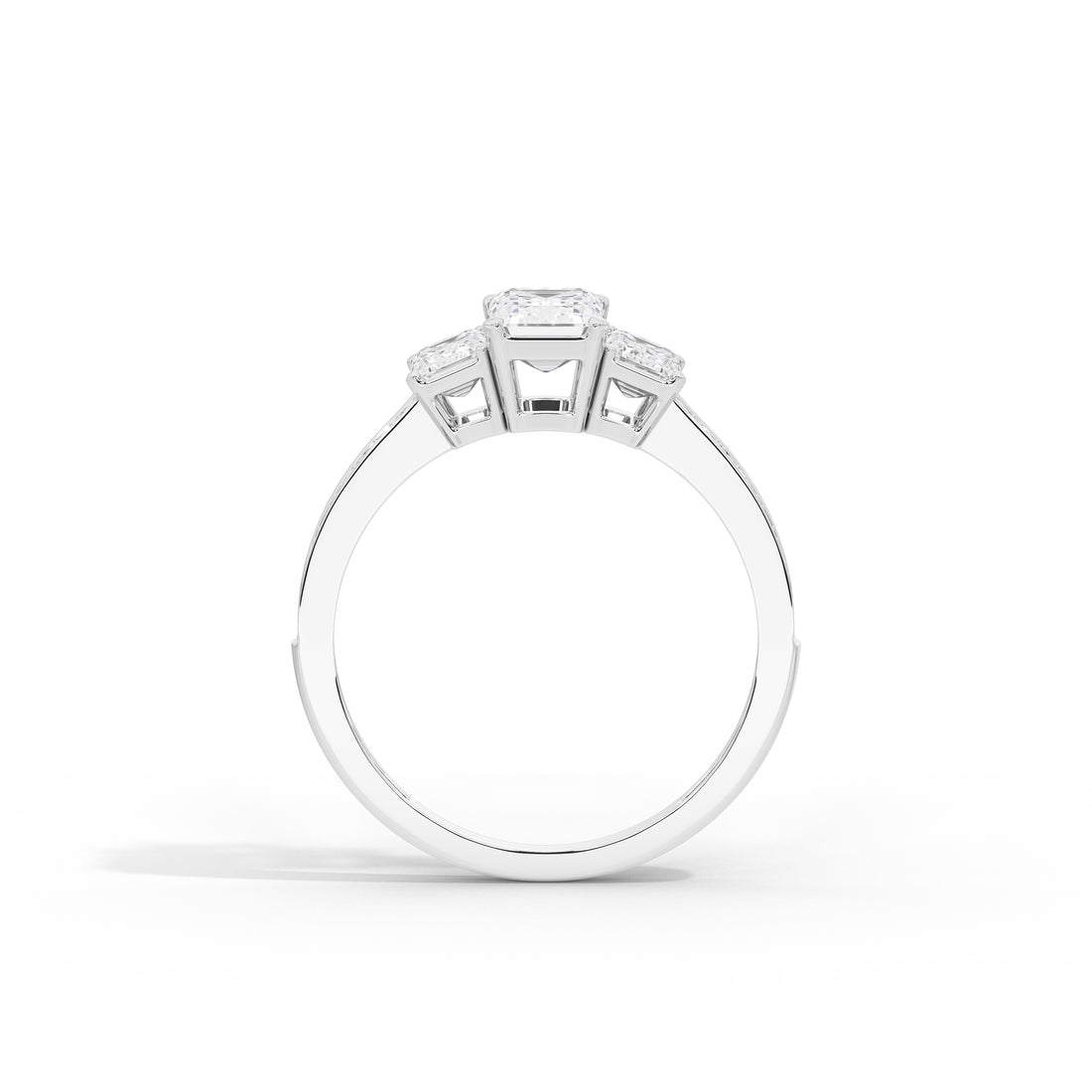 2.5 Carat Elizeh Emerald Three Stone Ring