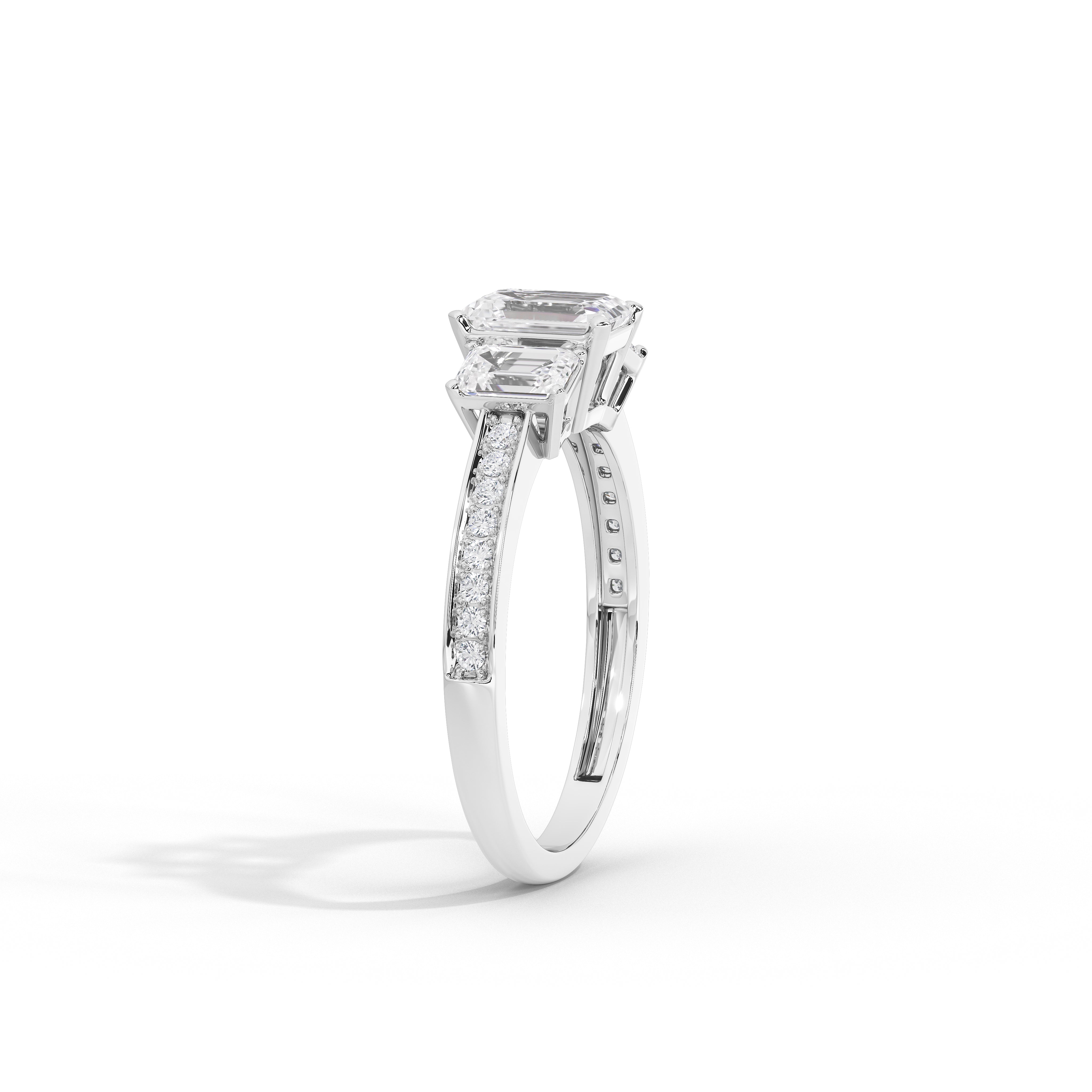 2.5 Carat Elizeh Emerald Three Stone Ring