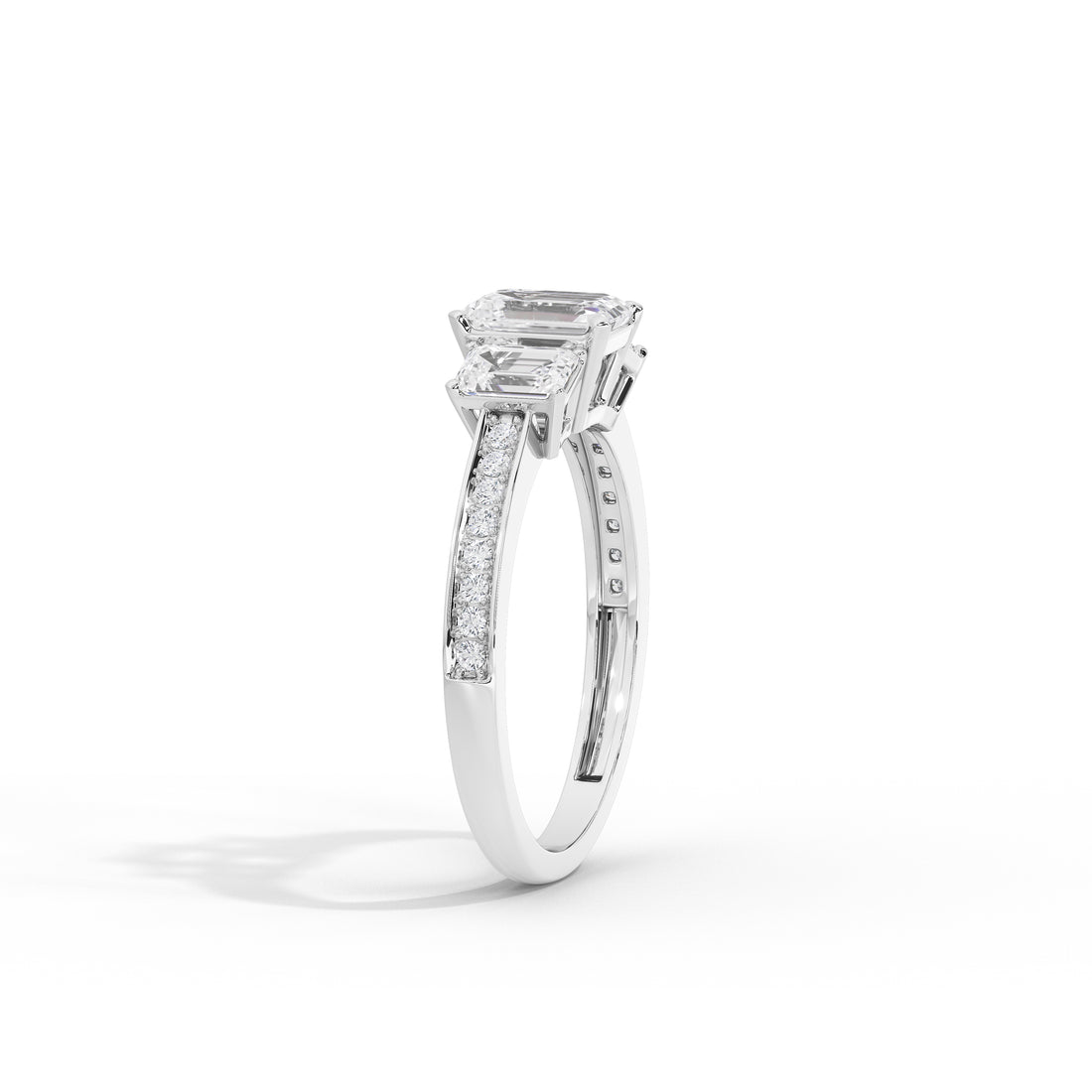 2.5 Carat Elizeh Emerald Three Stone Ring