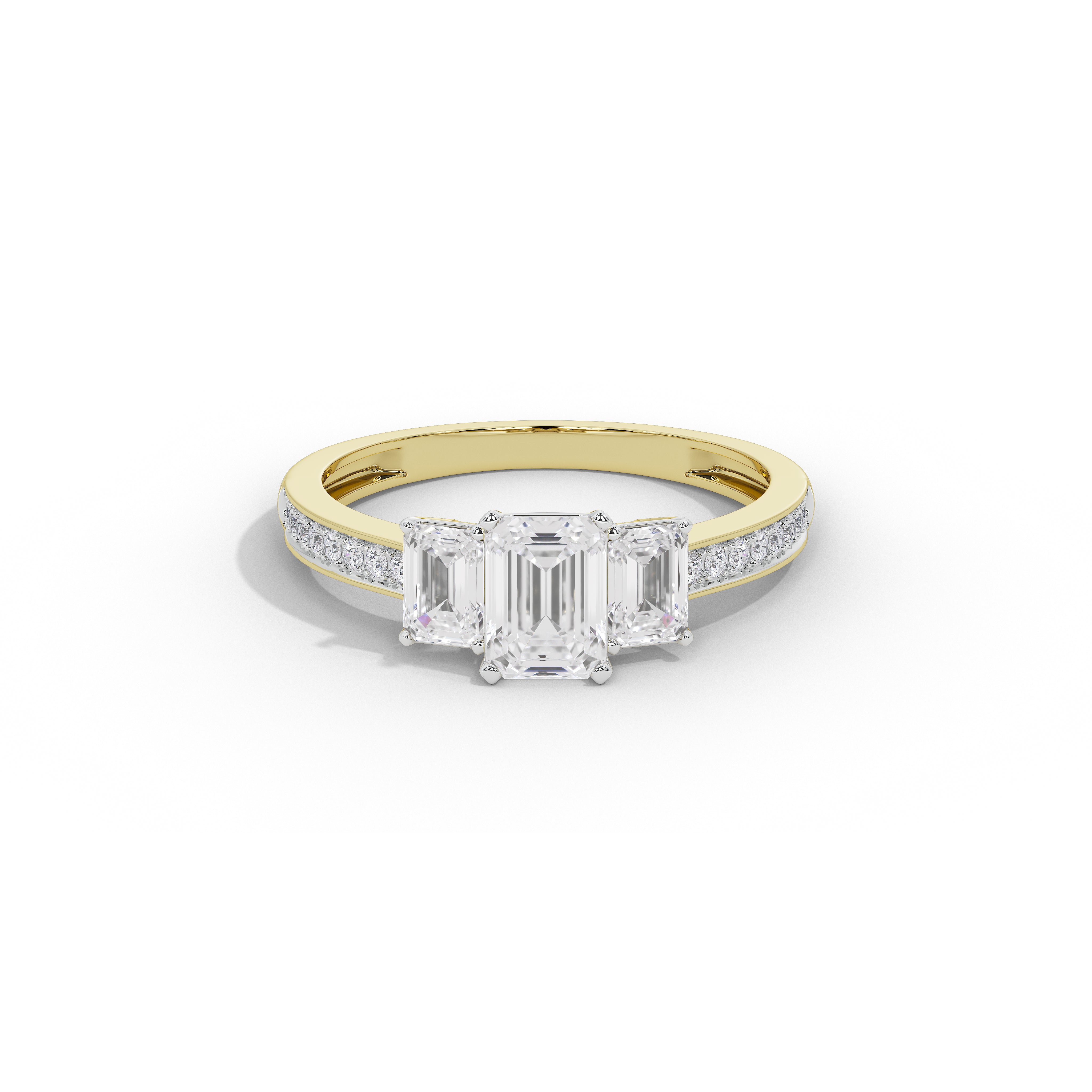 2.5 Carat Elizeh Emerald Three Stone Ring