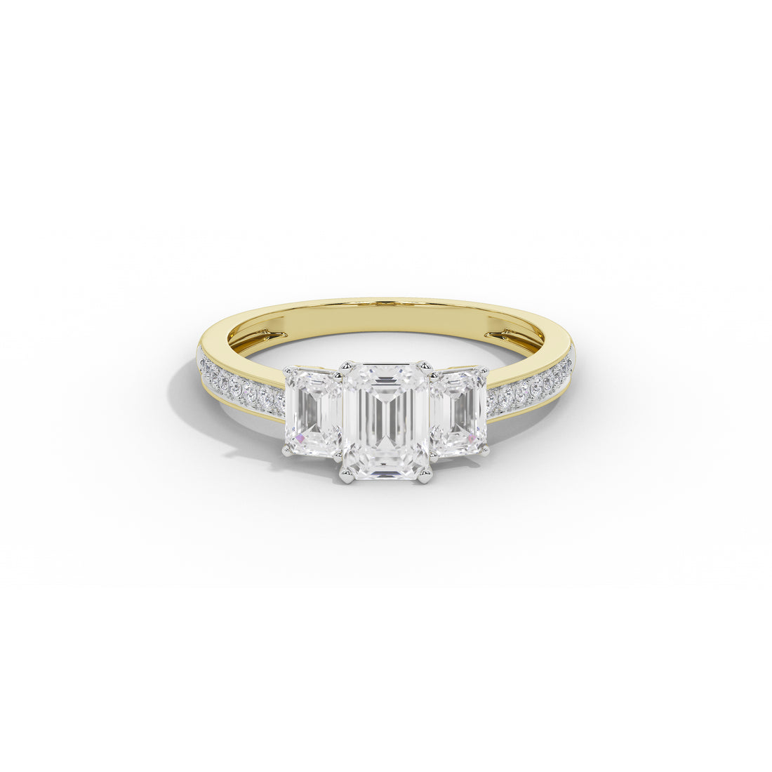2.5 Carat Elizeh Emerald Three Stone Ring