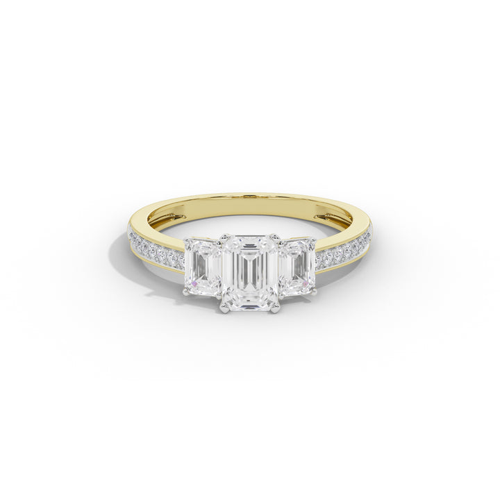 2.5 Carat Elizeh Emerald Three Stone Ring