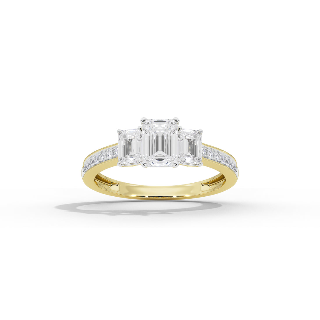 2.5 Carat Elizeh Emerald Three Stone Ring