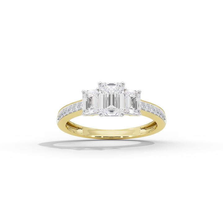 2.5 Carat Elizeh Emerald Three Stone Ring