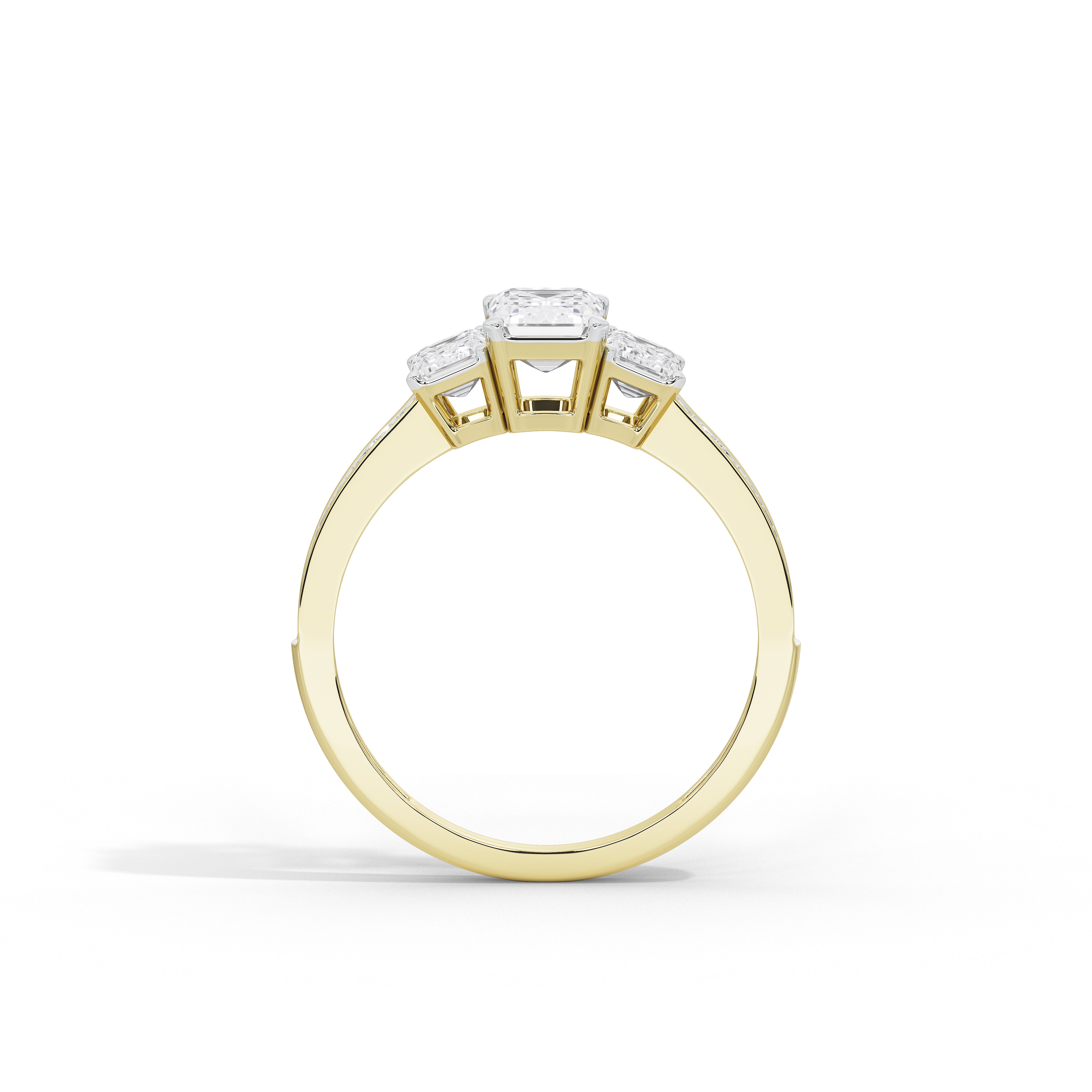 2.5 Carat Elizeh Emerald Three Stone Ring