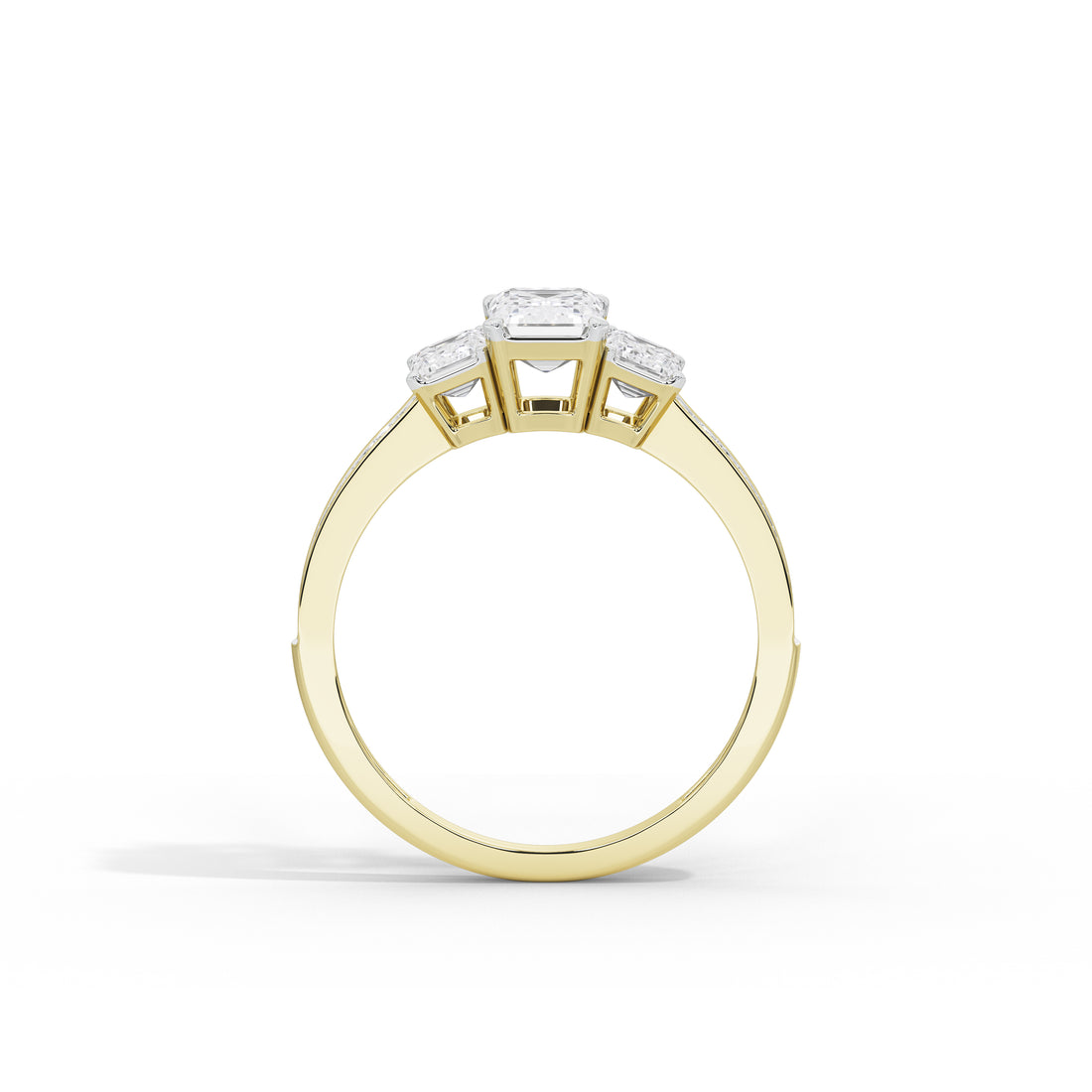 2.5 Carat Elizeh Emerald Three Stone Ring