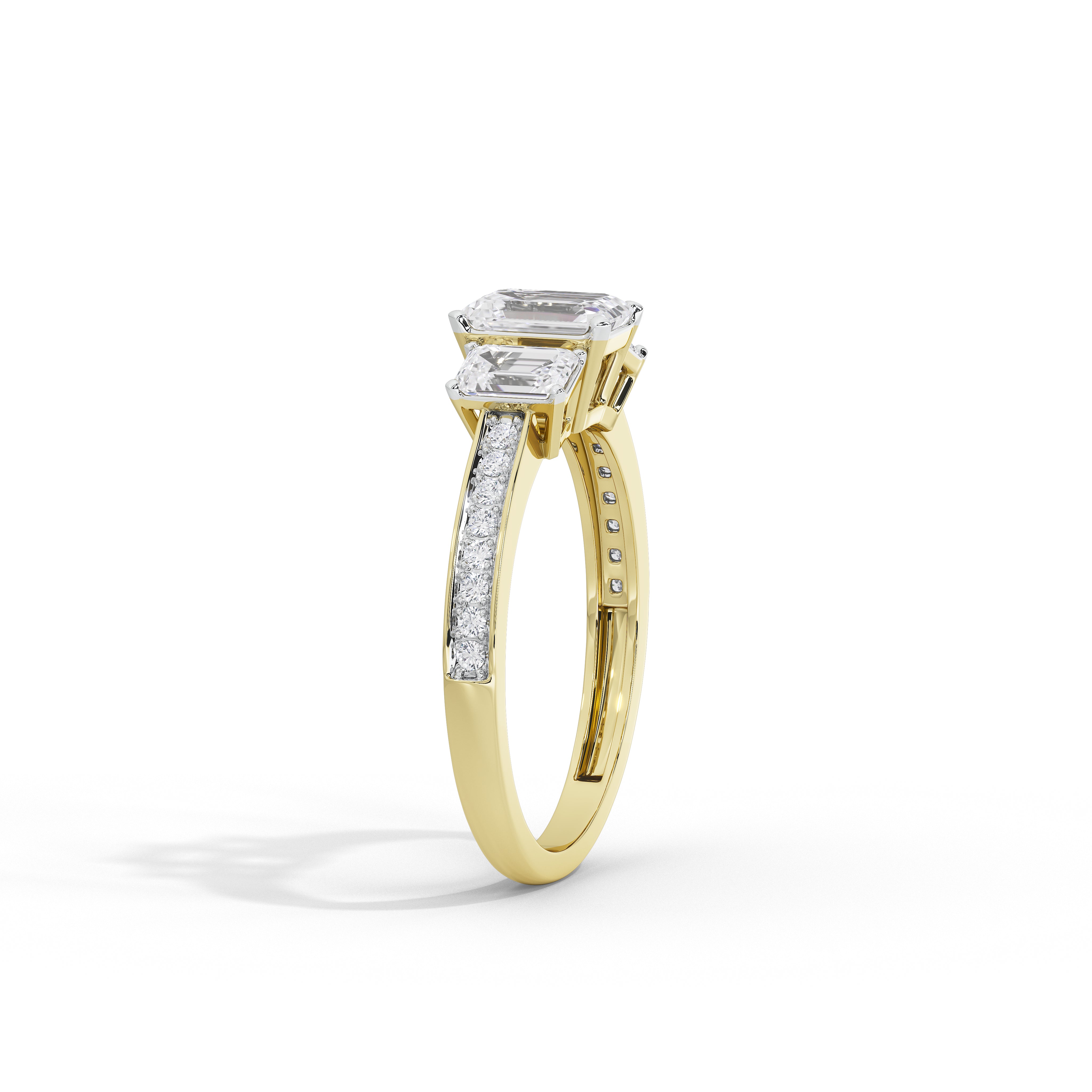 2.5 Carat Elizeh Emerald Three Stone Ring