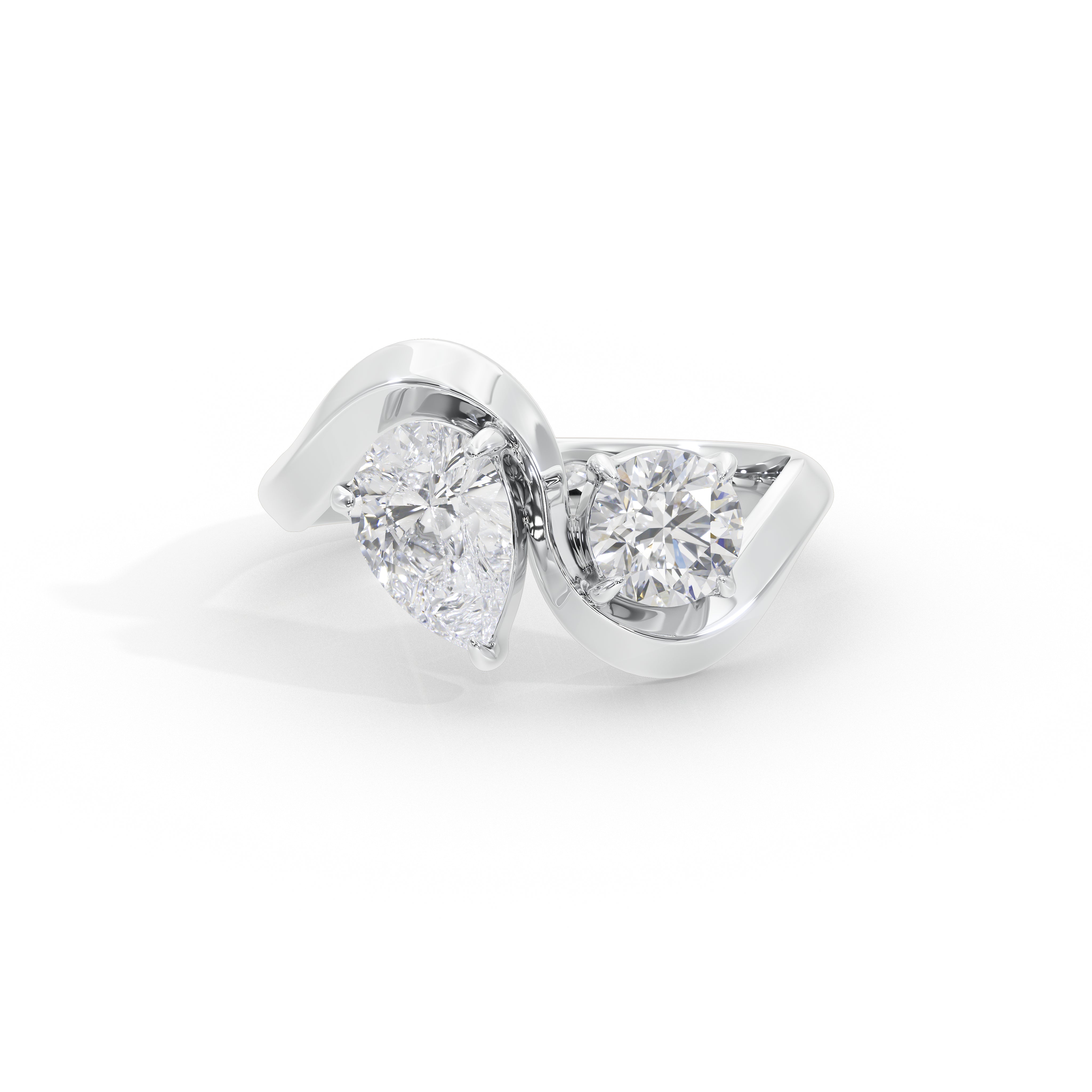 1.7 Carat Pear & Round Toi et Moi Ring
