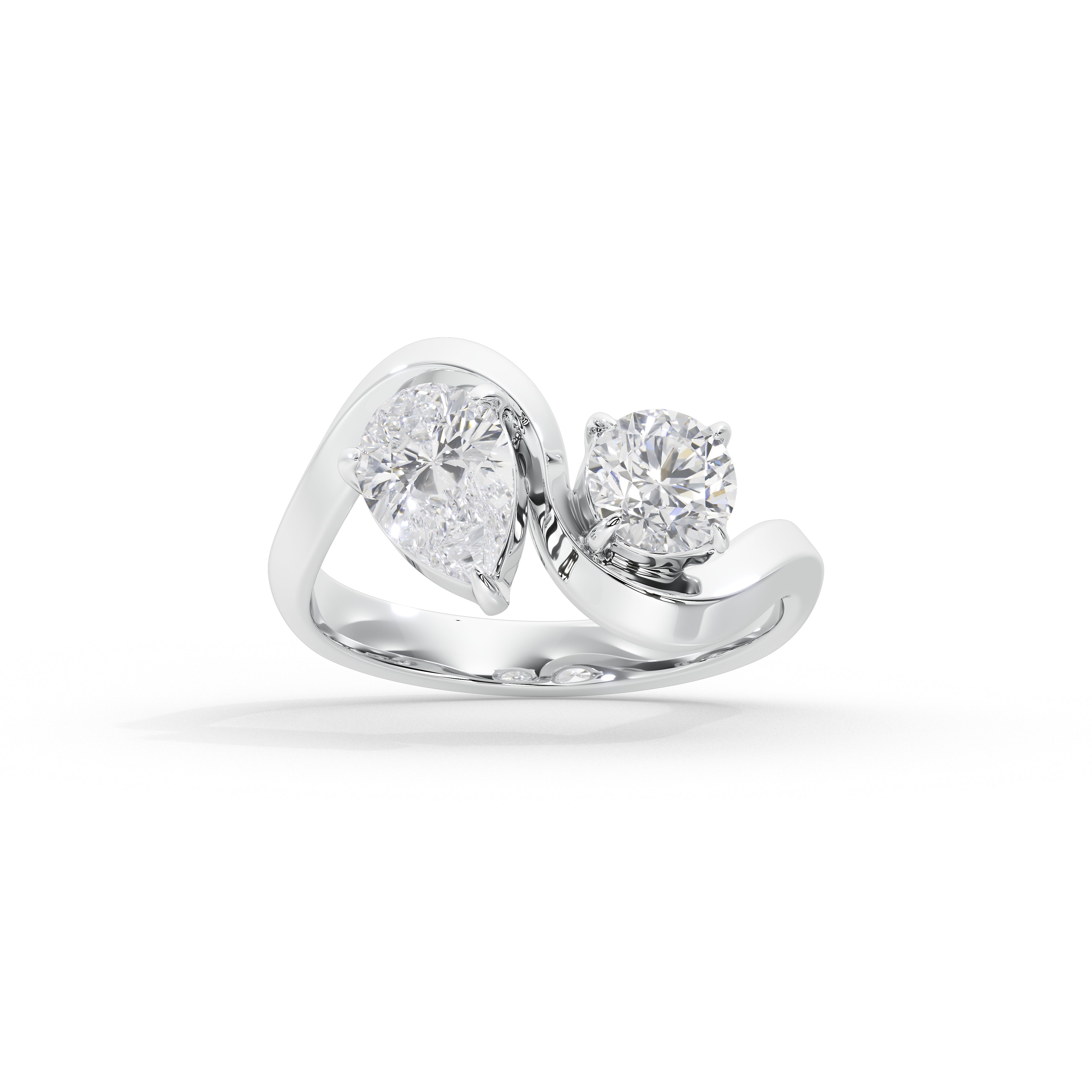 1.7 Carat Pear & Round Toi et Moi Ring
