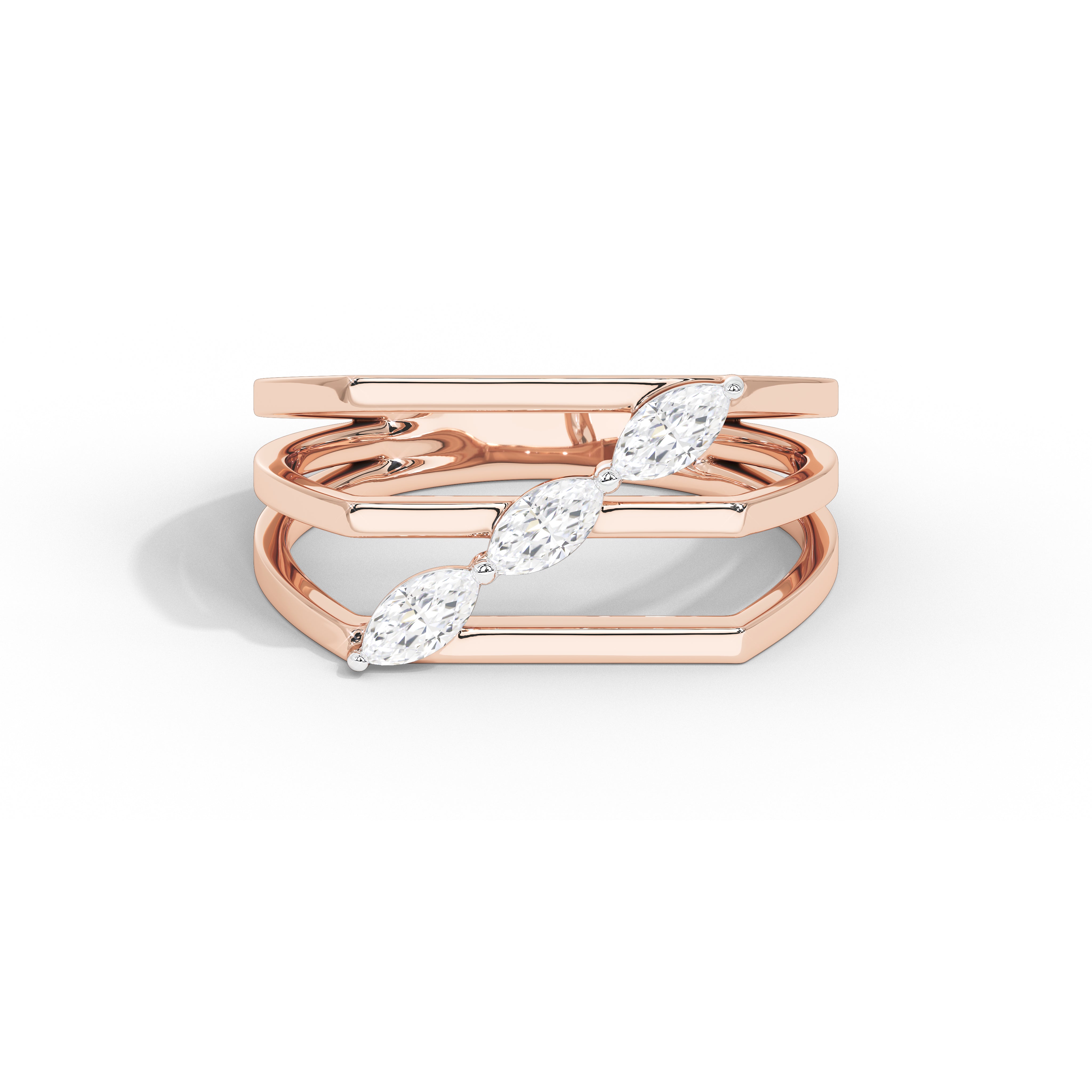 Vaidehi Marquise Bold Three Stone Ring