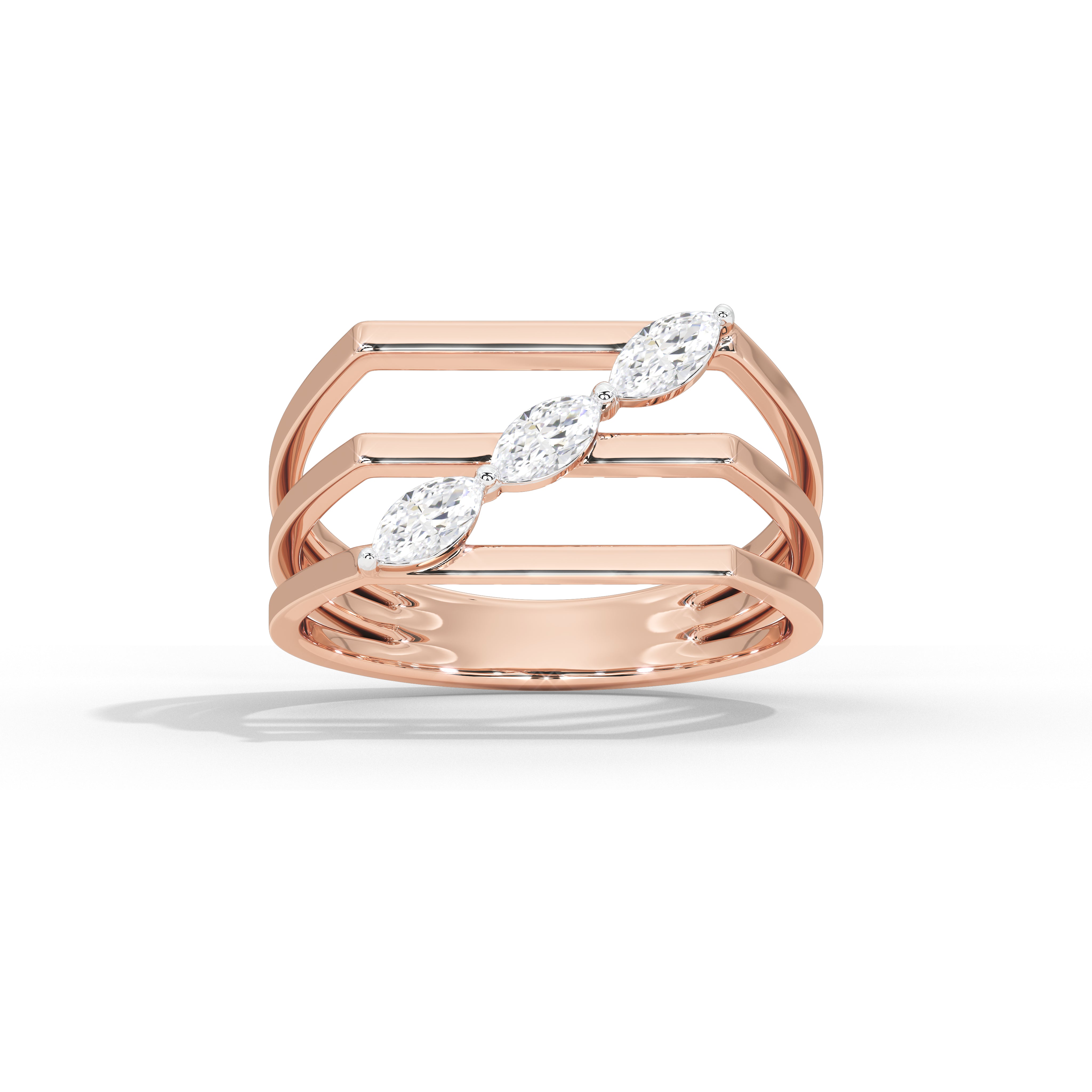 Vaidehi Marquise Bold Three Stone Ring