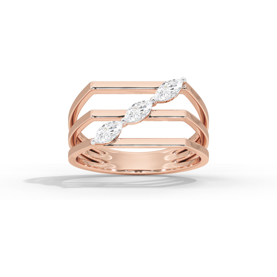 Vaidehi Marquise Bold Three Stone Ring