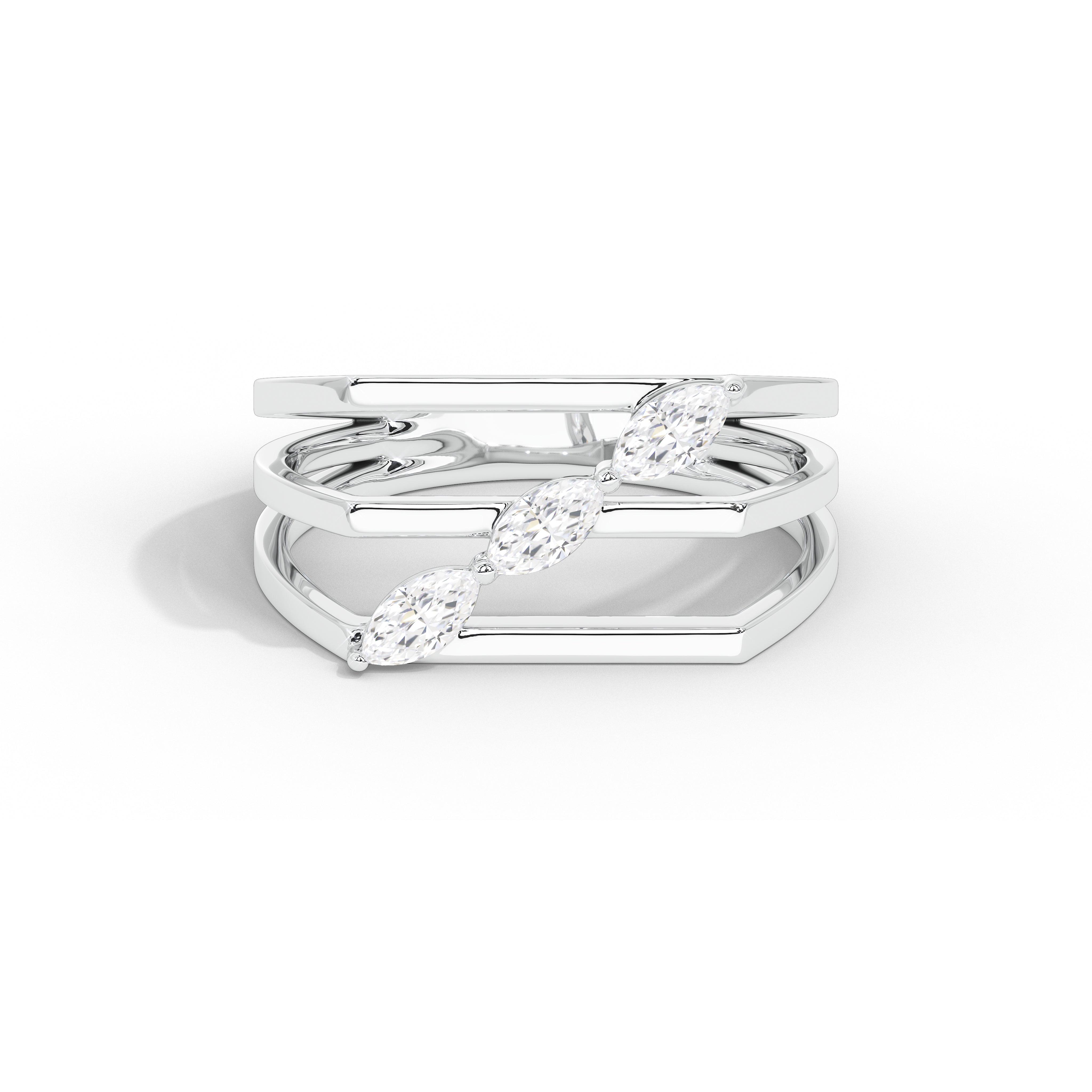 Vaidehi Marquise Bold Three Stone Ring