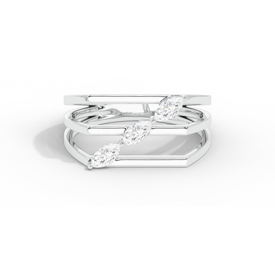 Vaidehi Marquise Bold Three Stone Ring