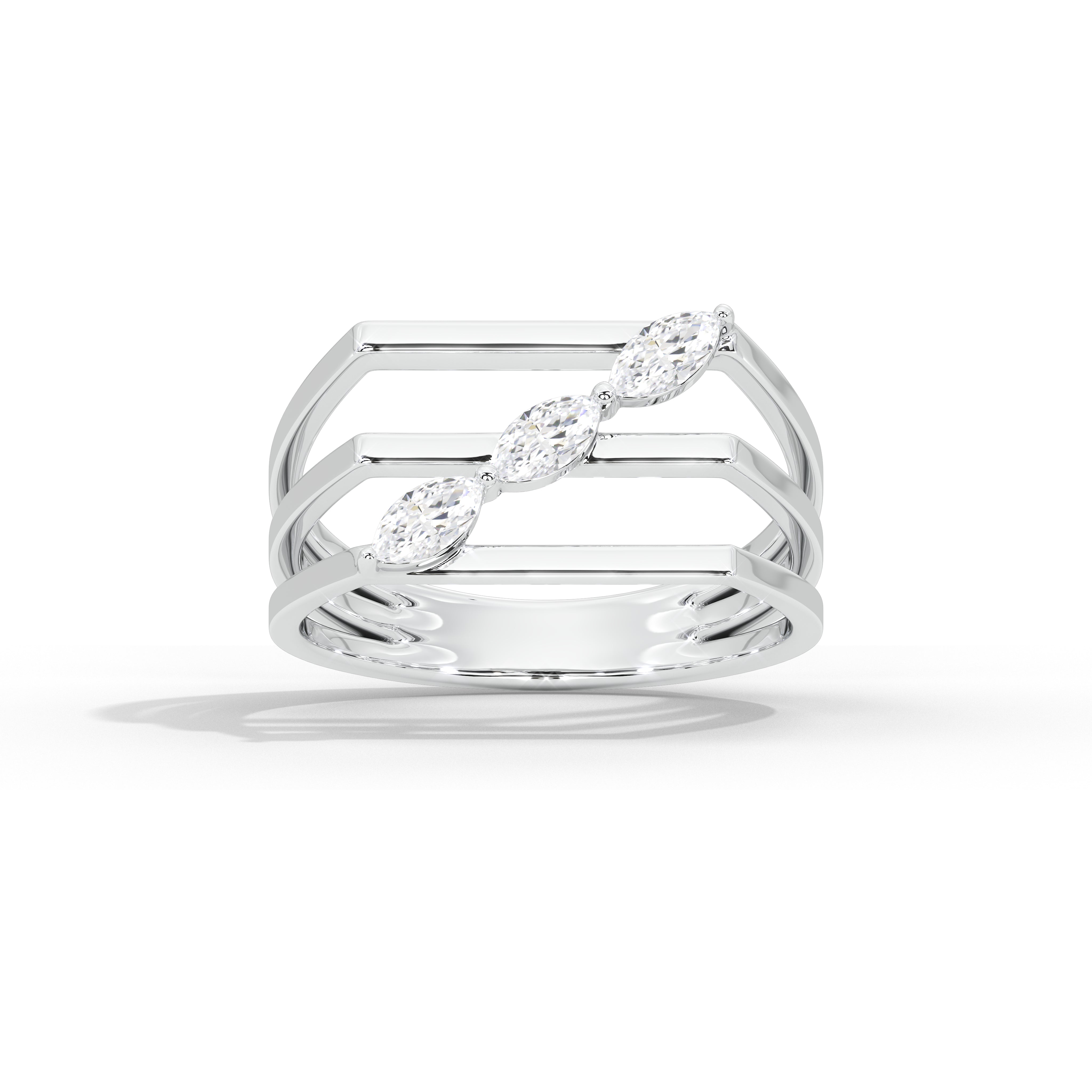 Vaidehi Marquise Bold Three Stone Ring