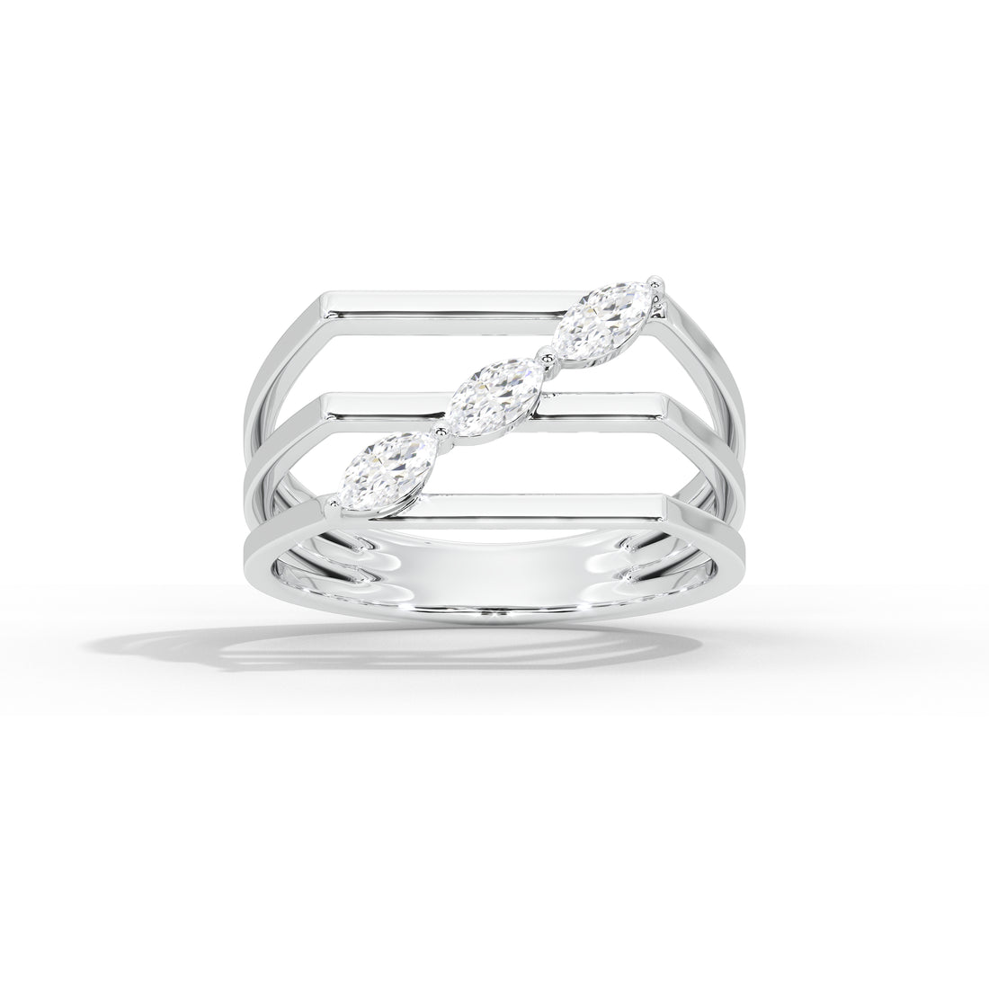 Vaidehi Marquise Bold Three Stone Ring