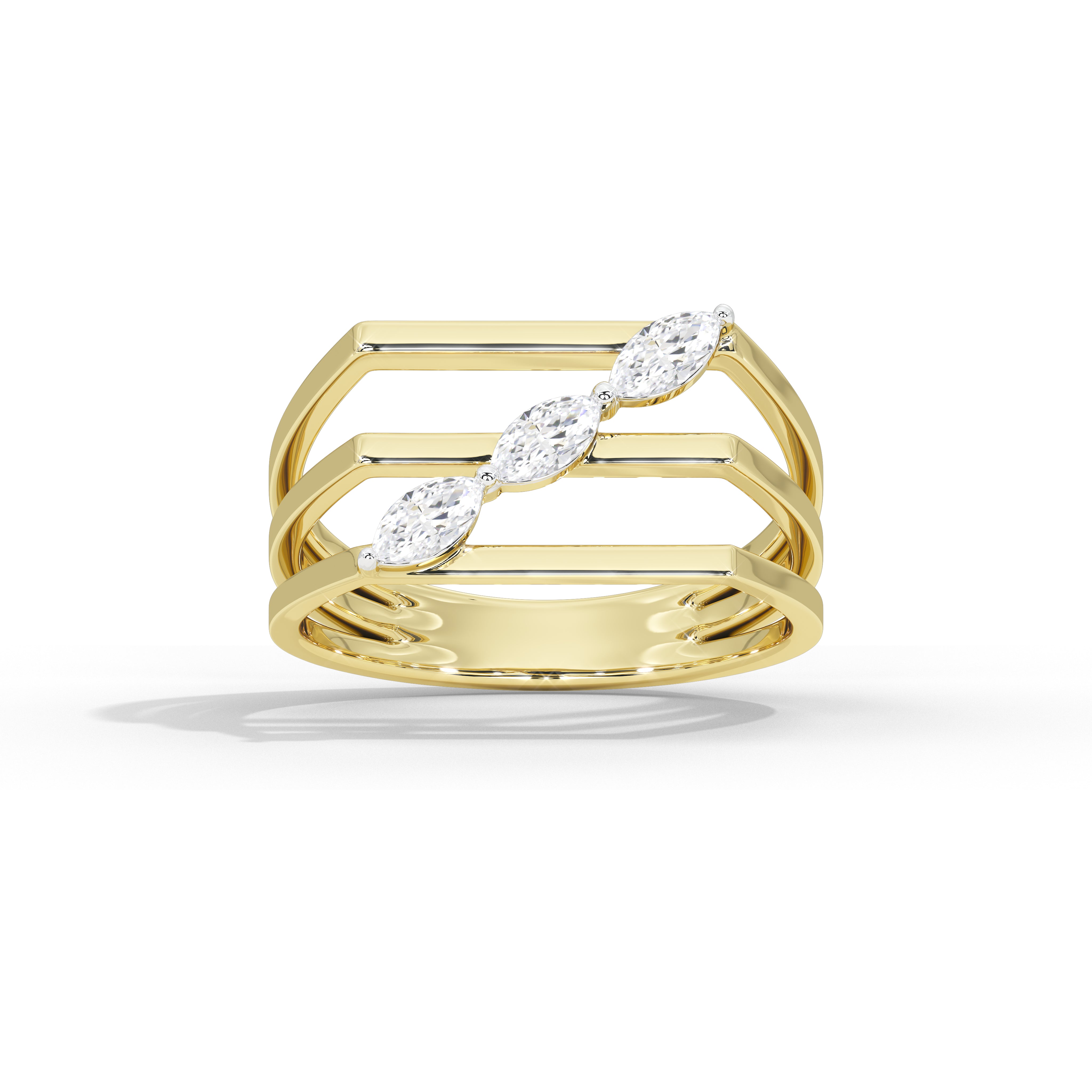 Vaidehi Marquise Bold Three Stone Ring