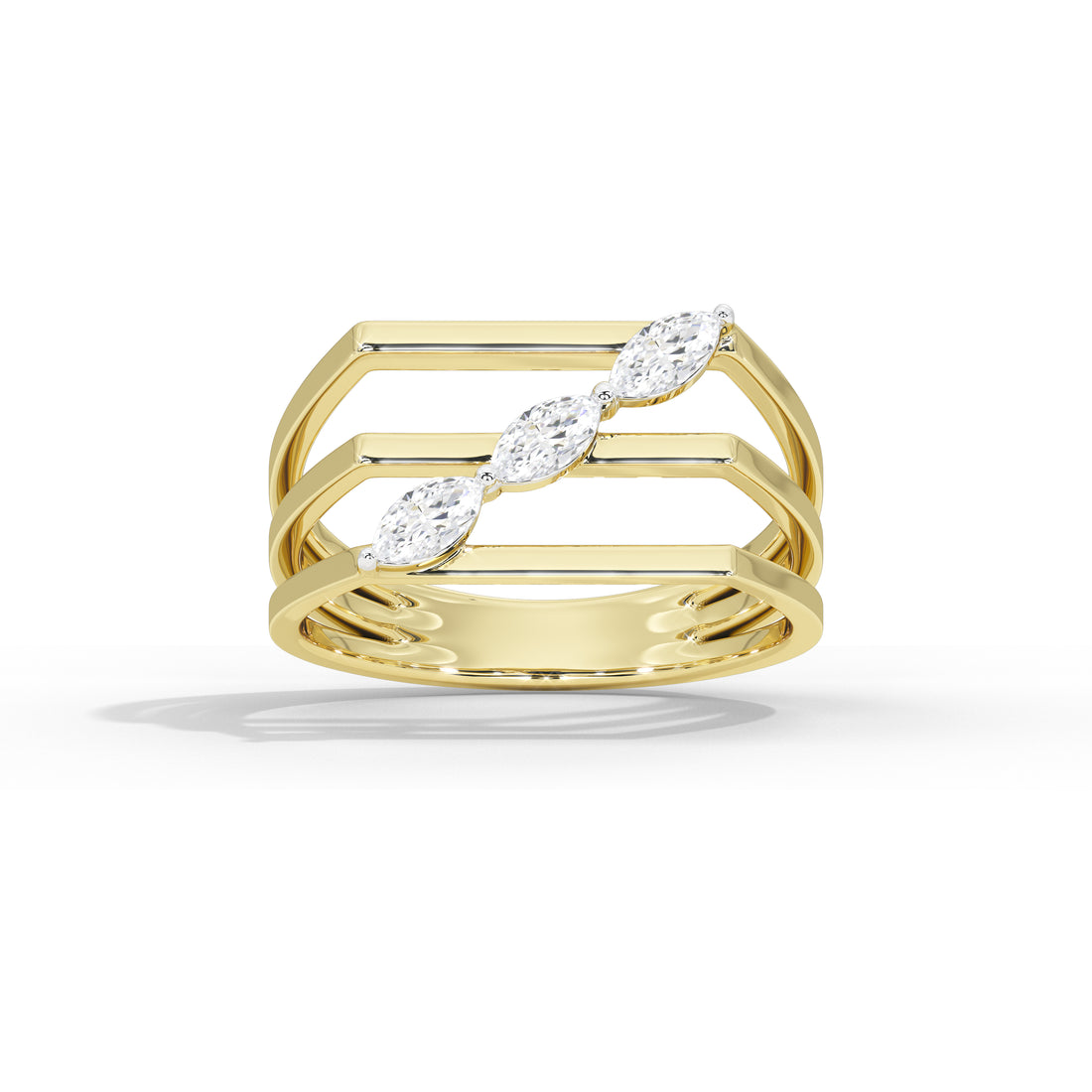 Vaidehi Marquise Bold Three Stone Ring