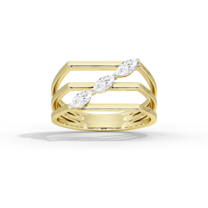Vaidehi Marquise Bold Three Stone Ring