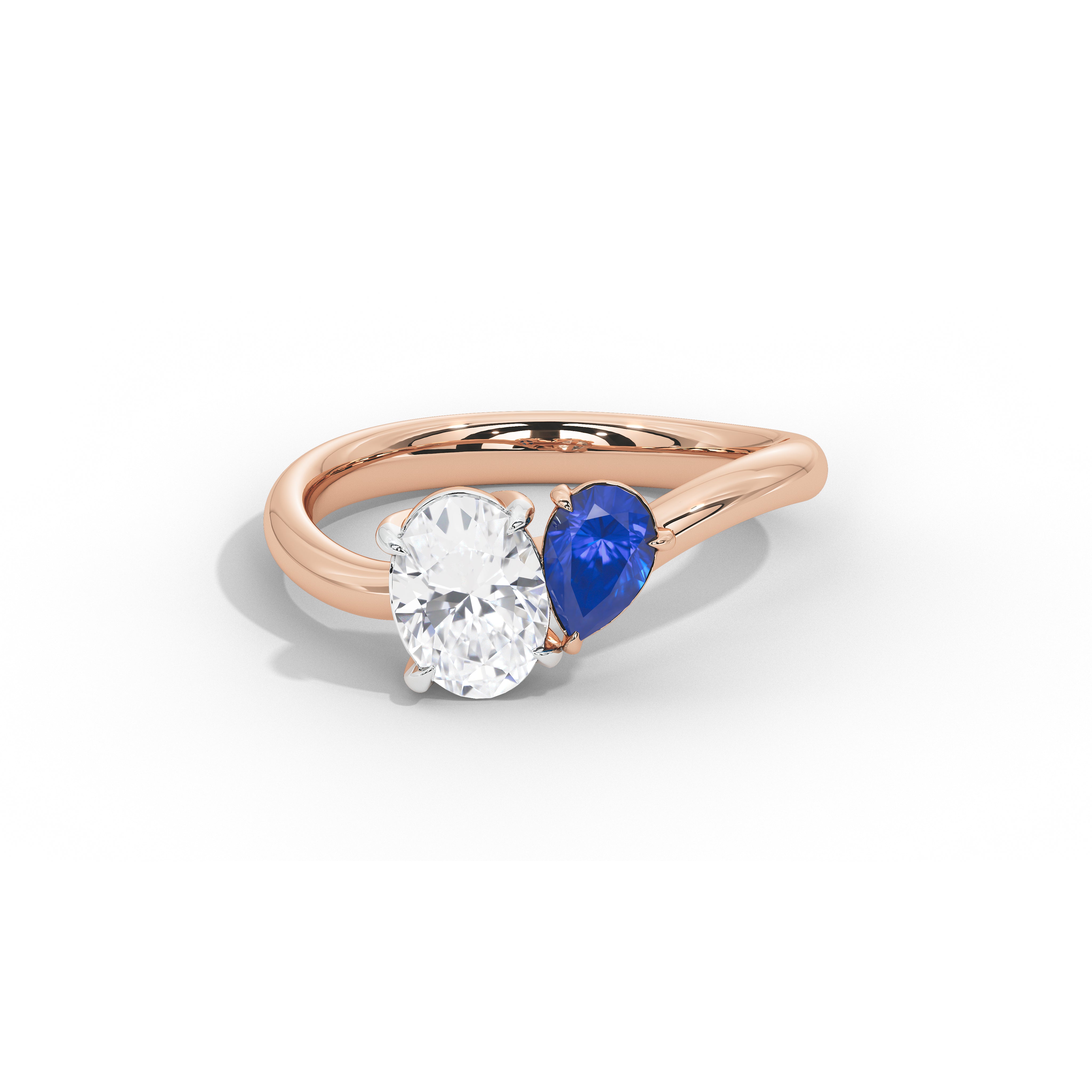 Elodie Oval Diamond and Blue Sapphire Ring