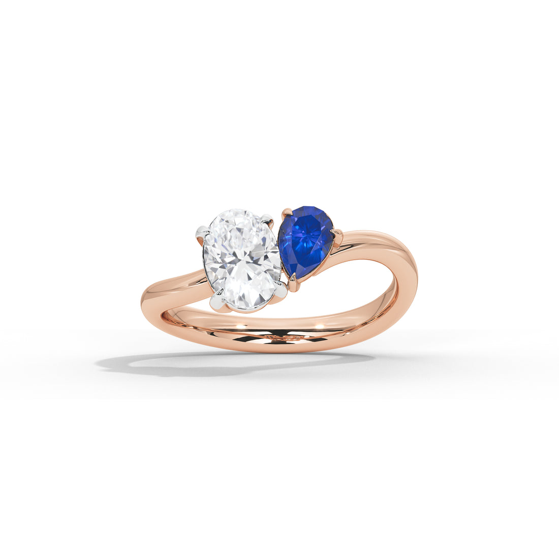 Elodie Oval Diamond and Blue Sapphire Ring