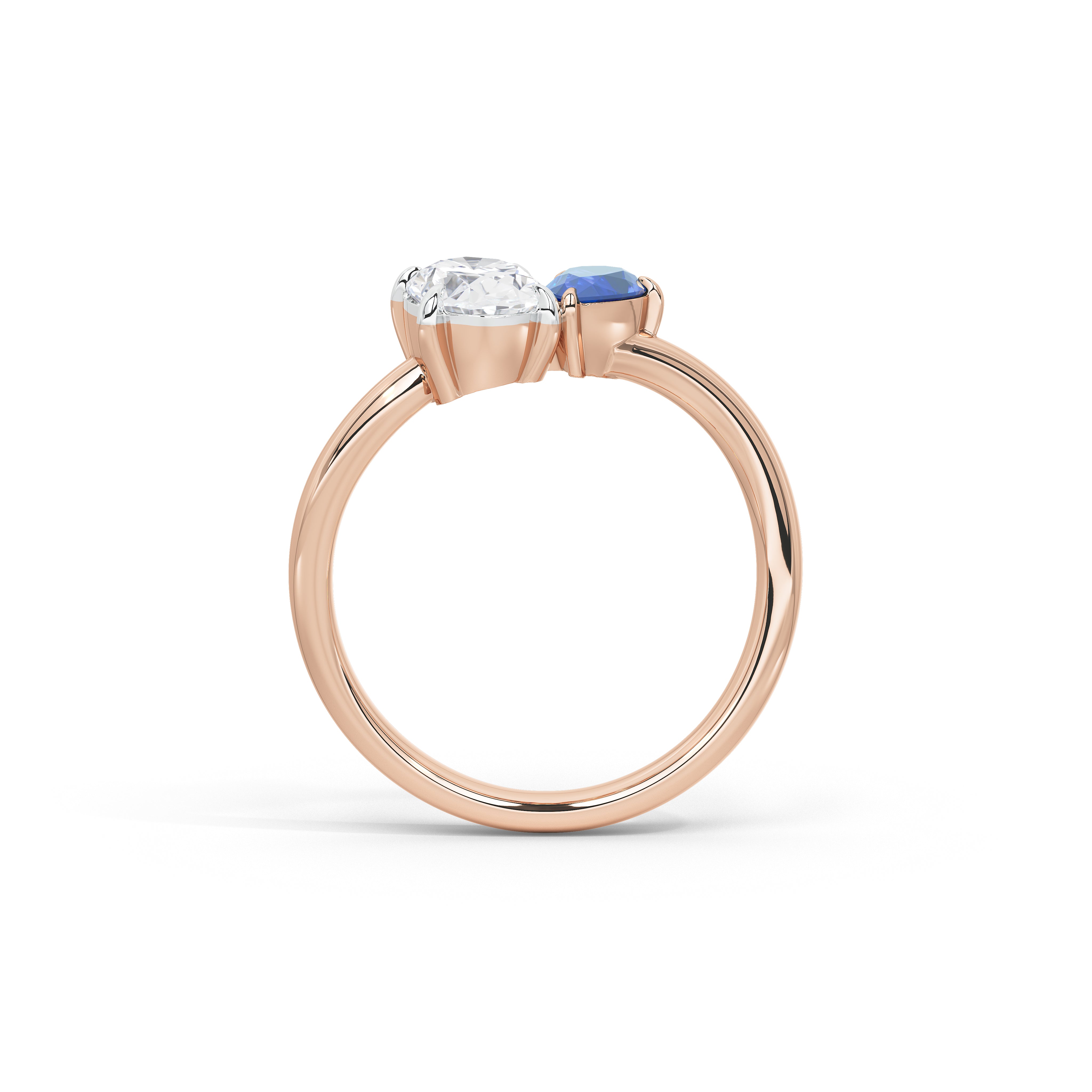 Elodie Oval Diamond and Blue Sapphire Ring