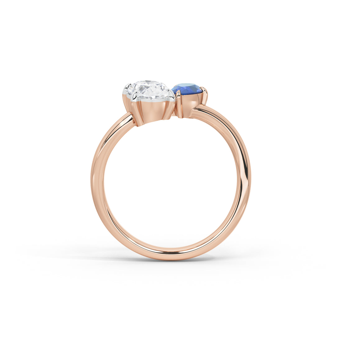 Elodie Oval Diamond and Blue Sapphire Ring