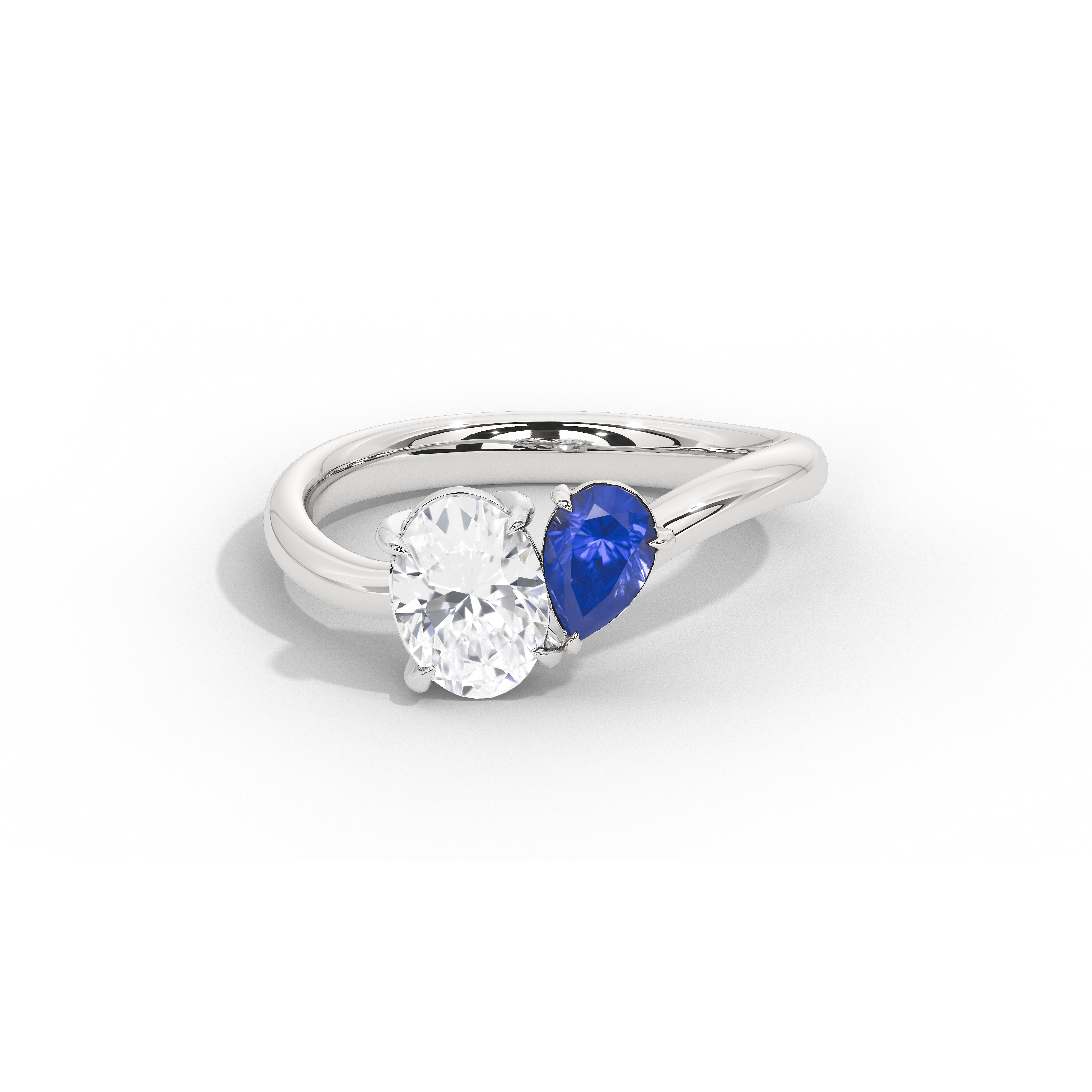 Elodie Oval Diamond and Blue Sapphire Ring