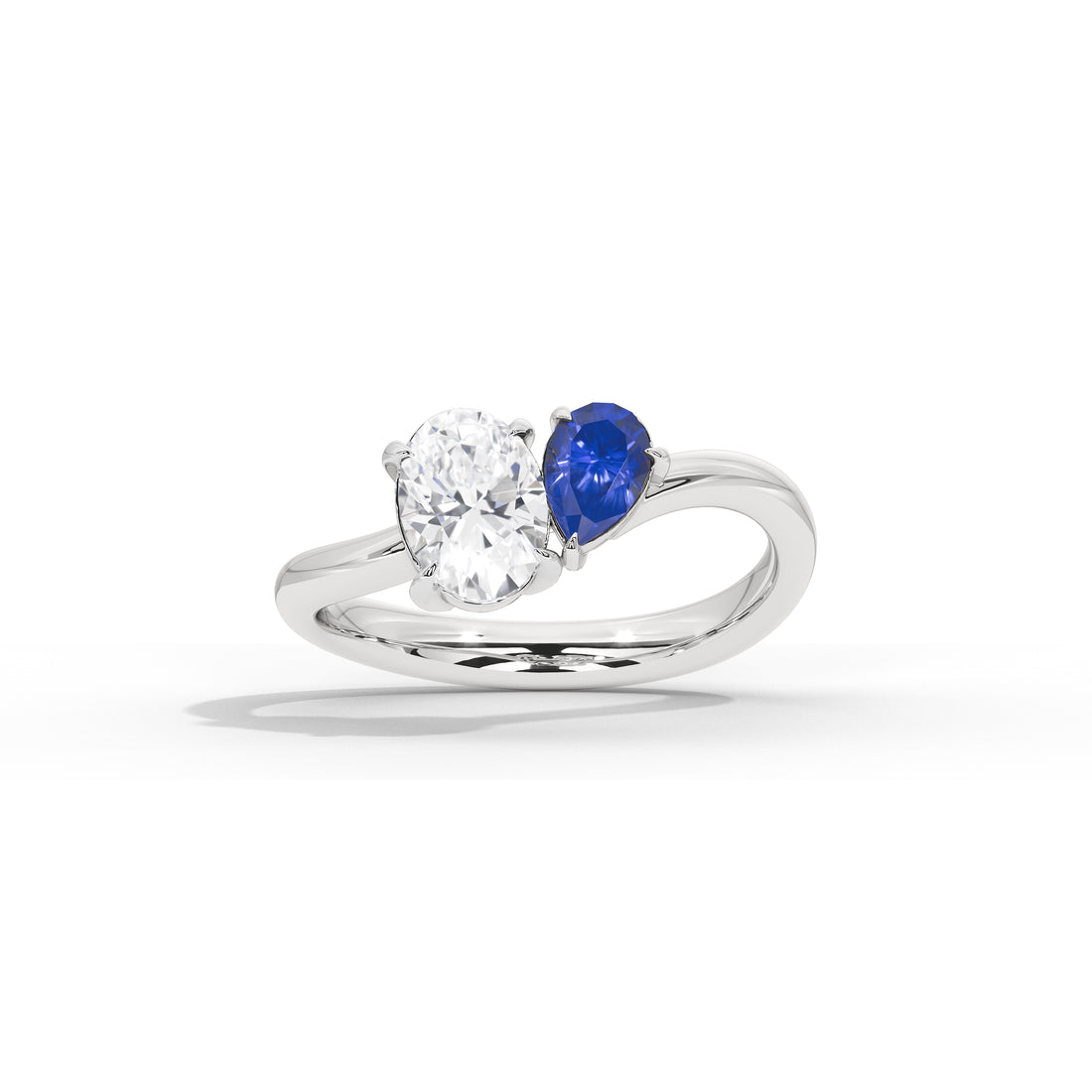 Elodie Oval Diamond and Blue Sapphire Ring