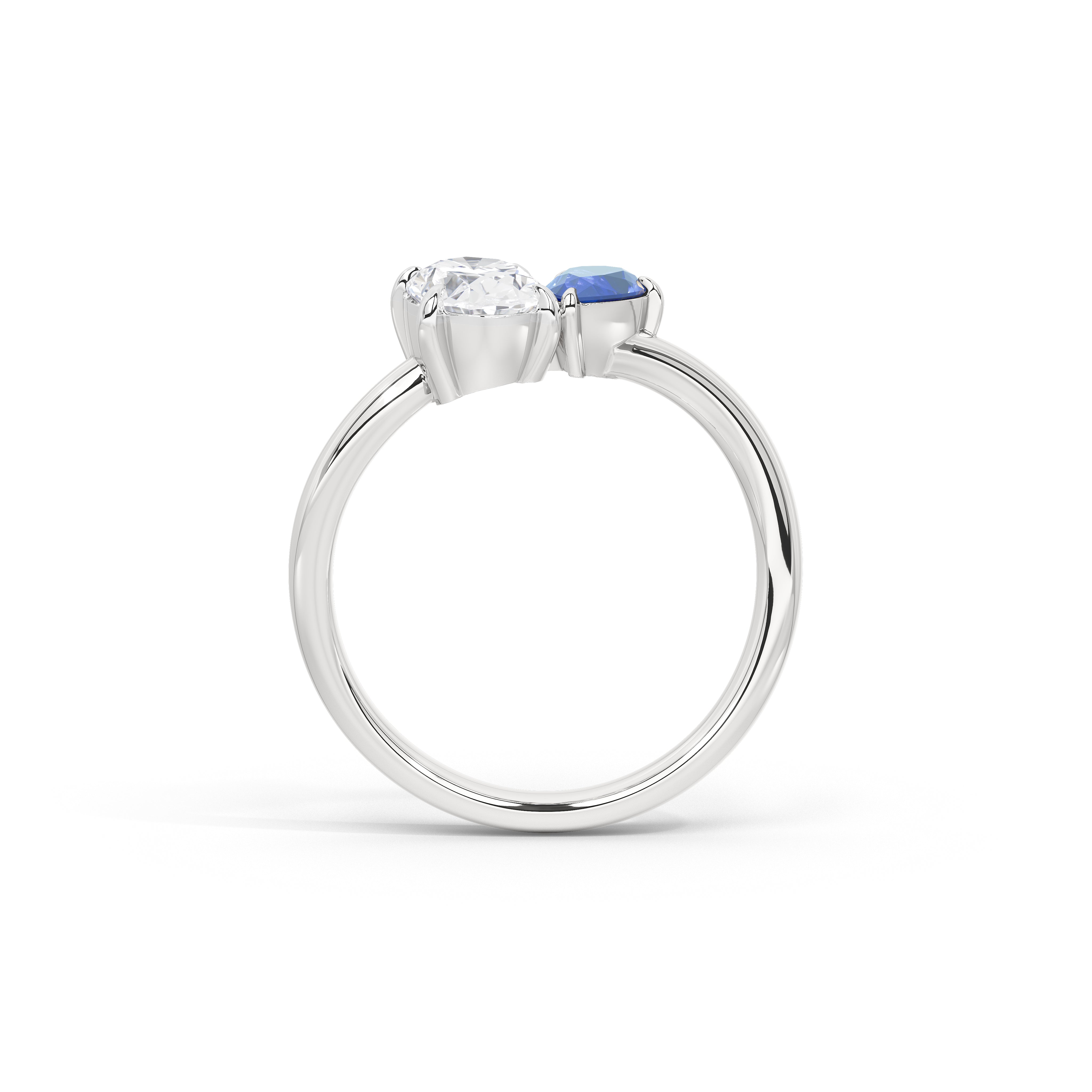 Elodie Oval Diamond and Blue Sapphire Ring