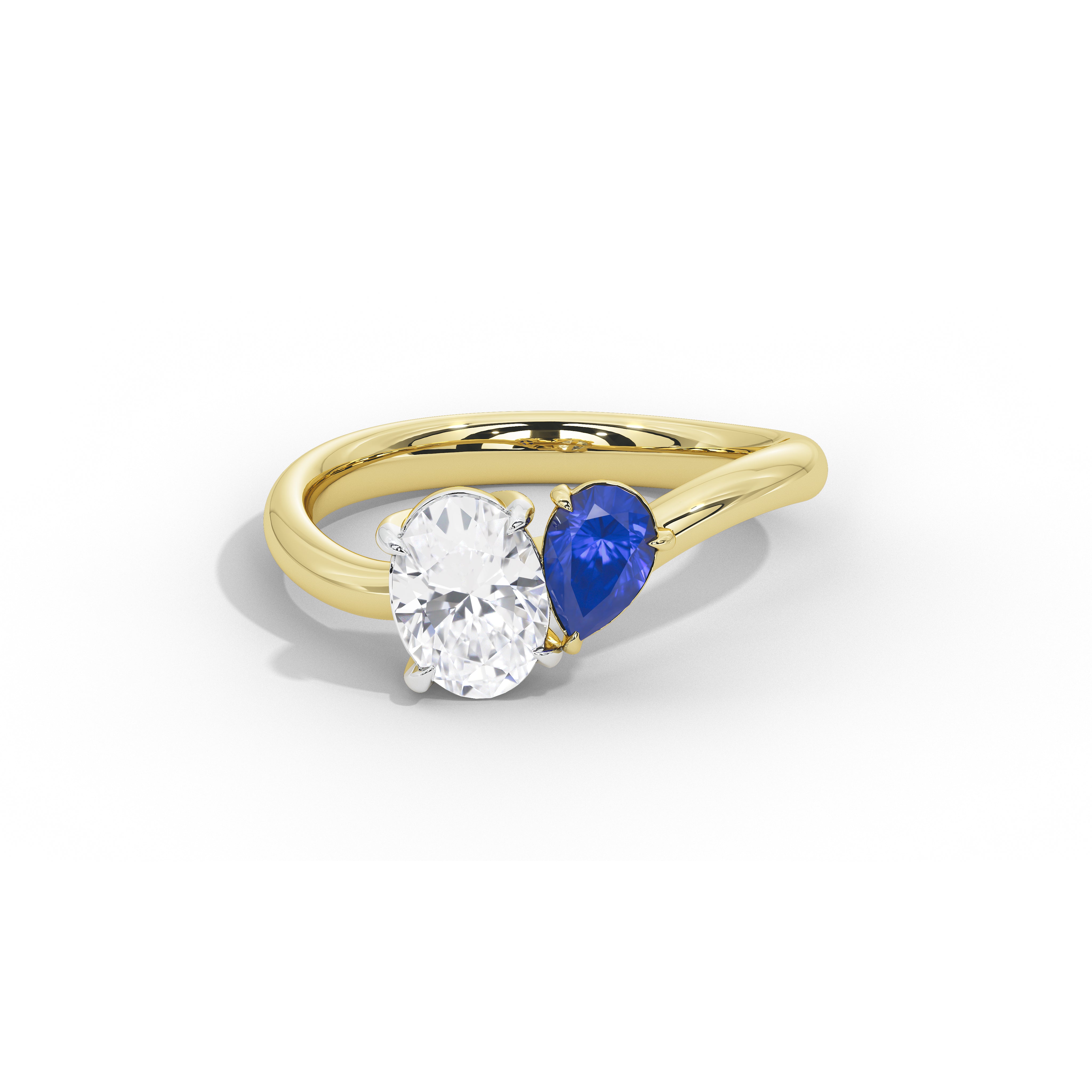 Elodie Oval Diamond and Blue Sapphire Ring
