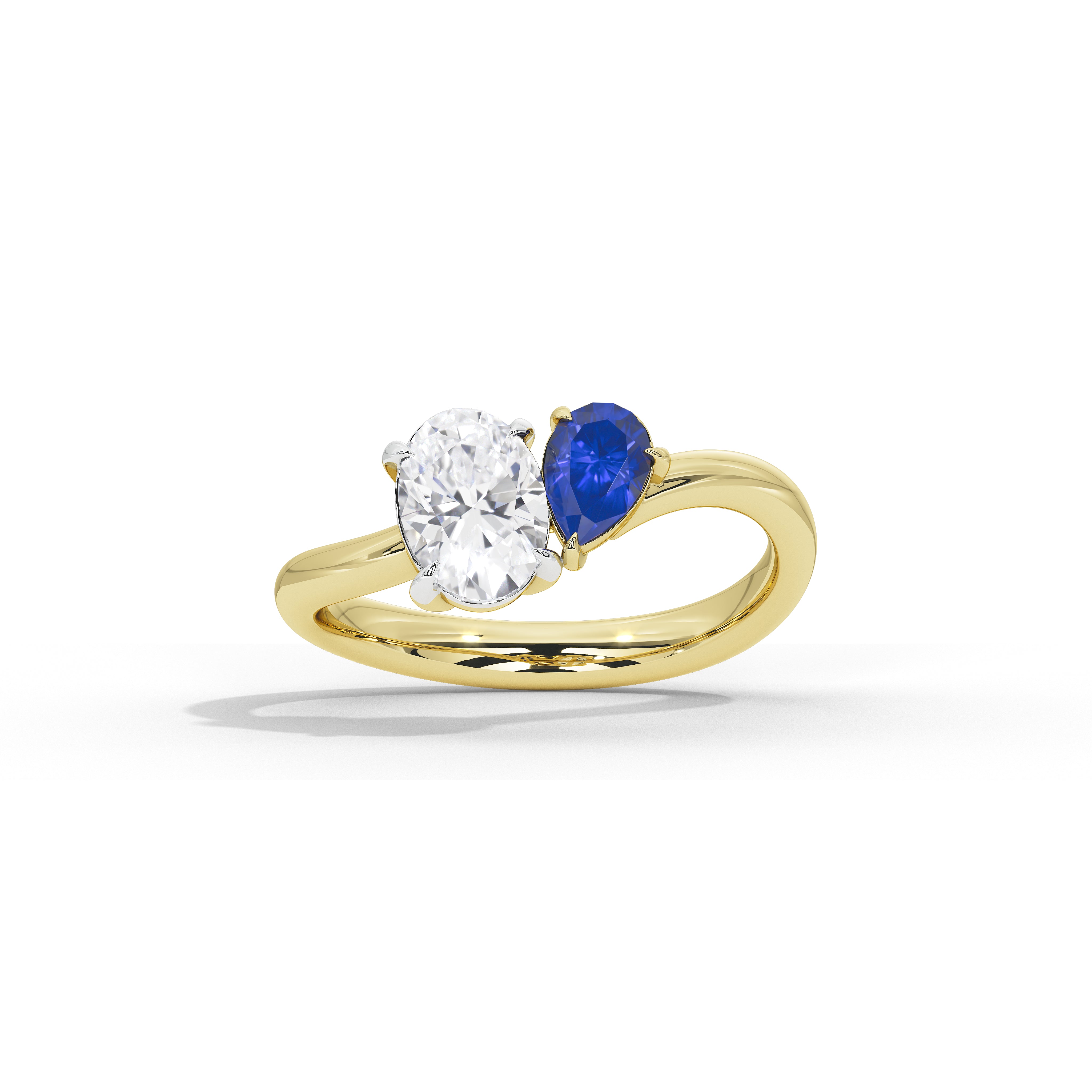 Elodie Oval Diamond and Blue Sapphire Ring