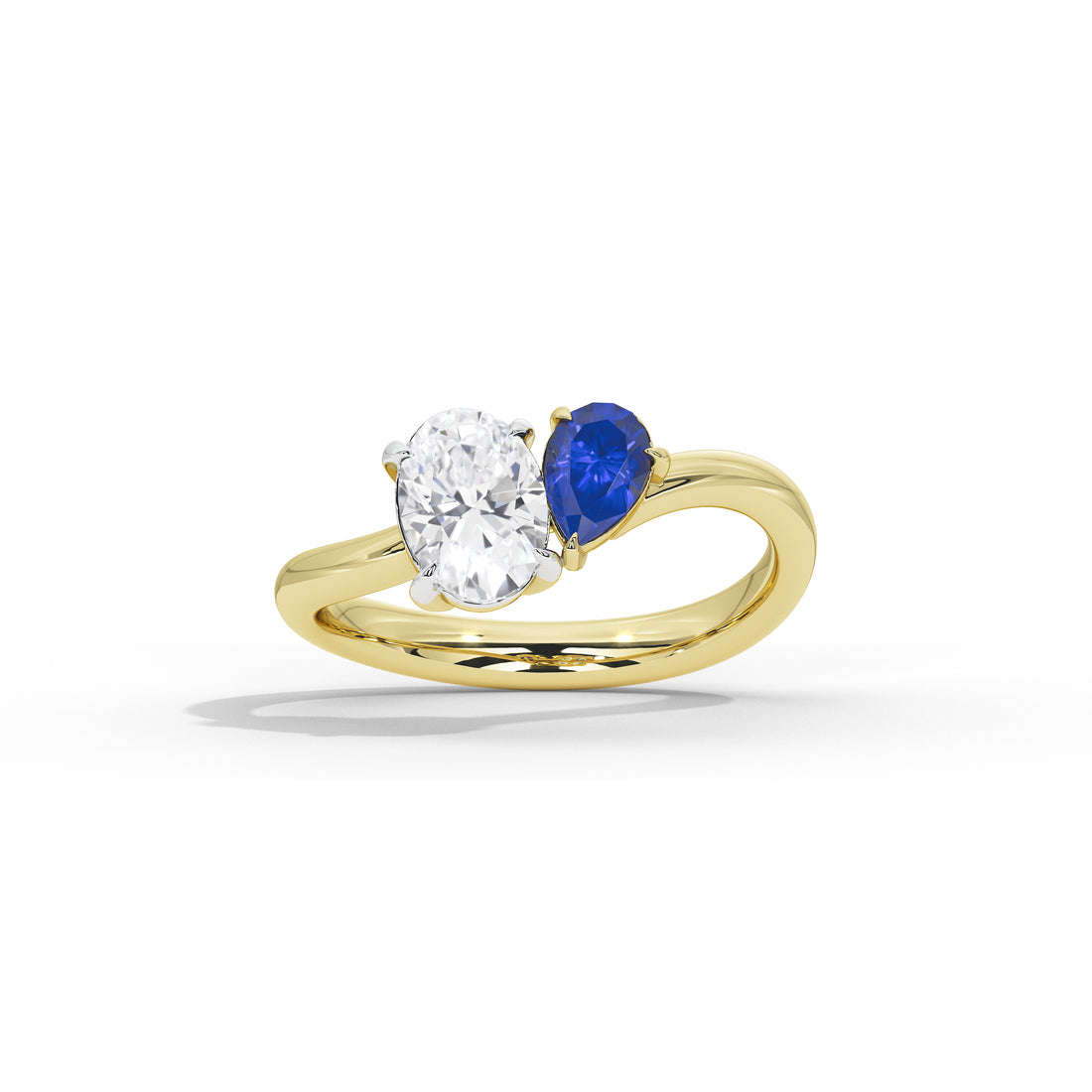 Elodie Oval Diamond and Blue Sapphire Ring
