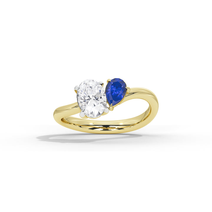 Elodie Oval Diamond and Blue Sapphire Ring