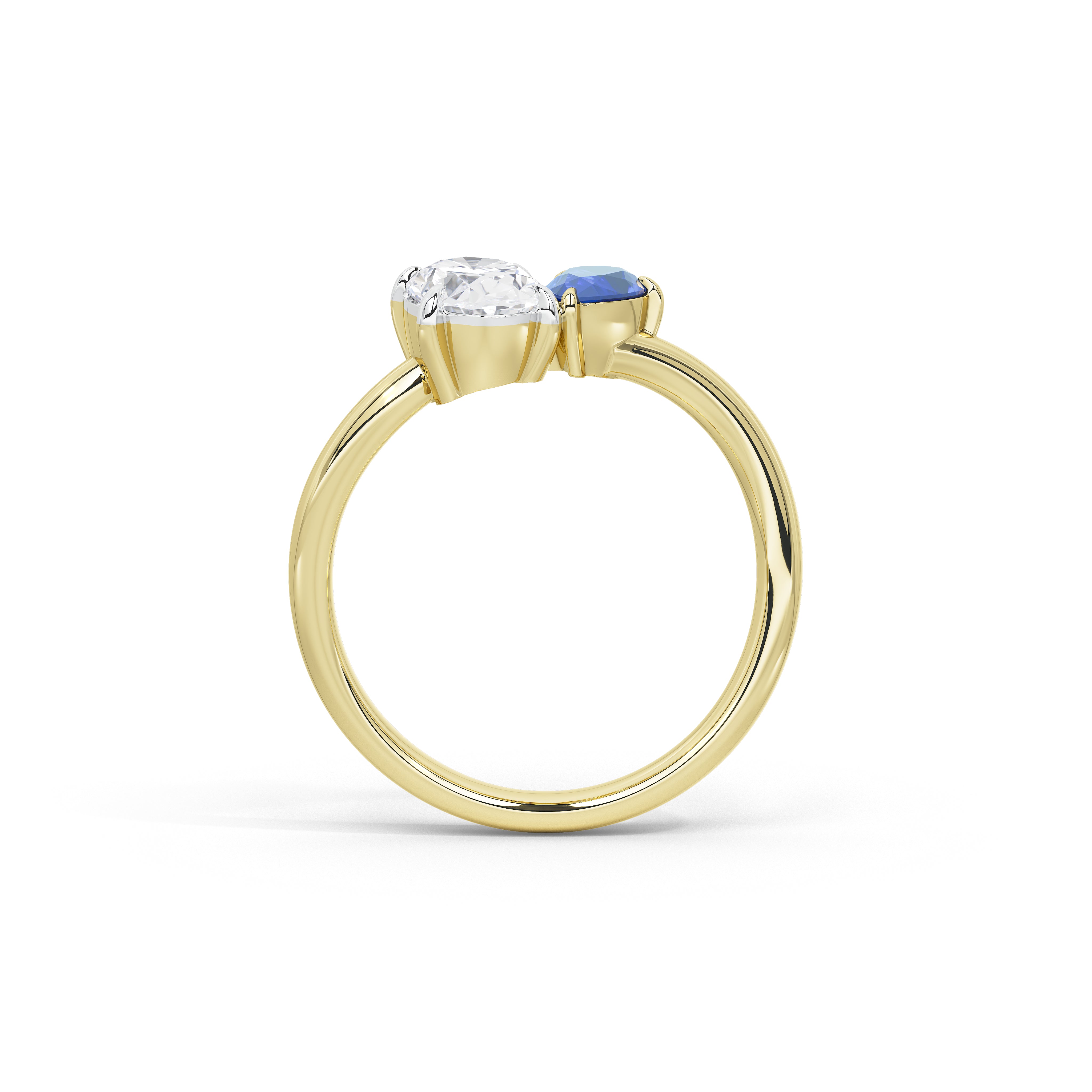 Elodie Oval Diamond and Blue Sapphire Ring