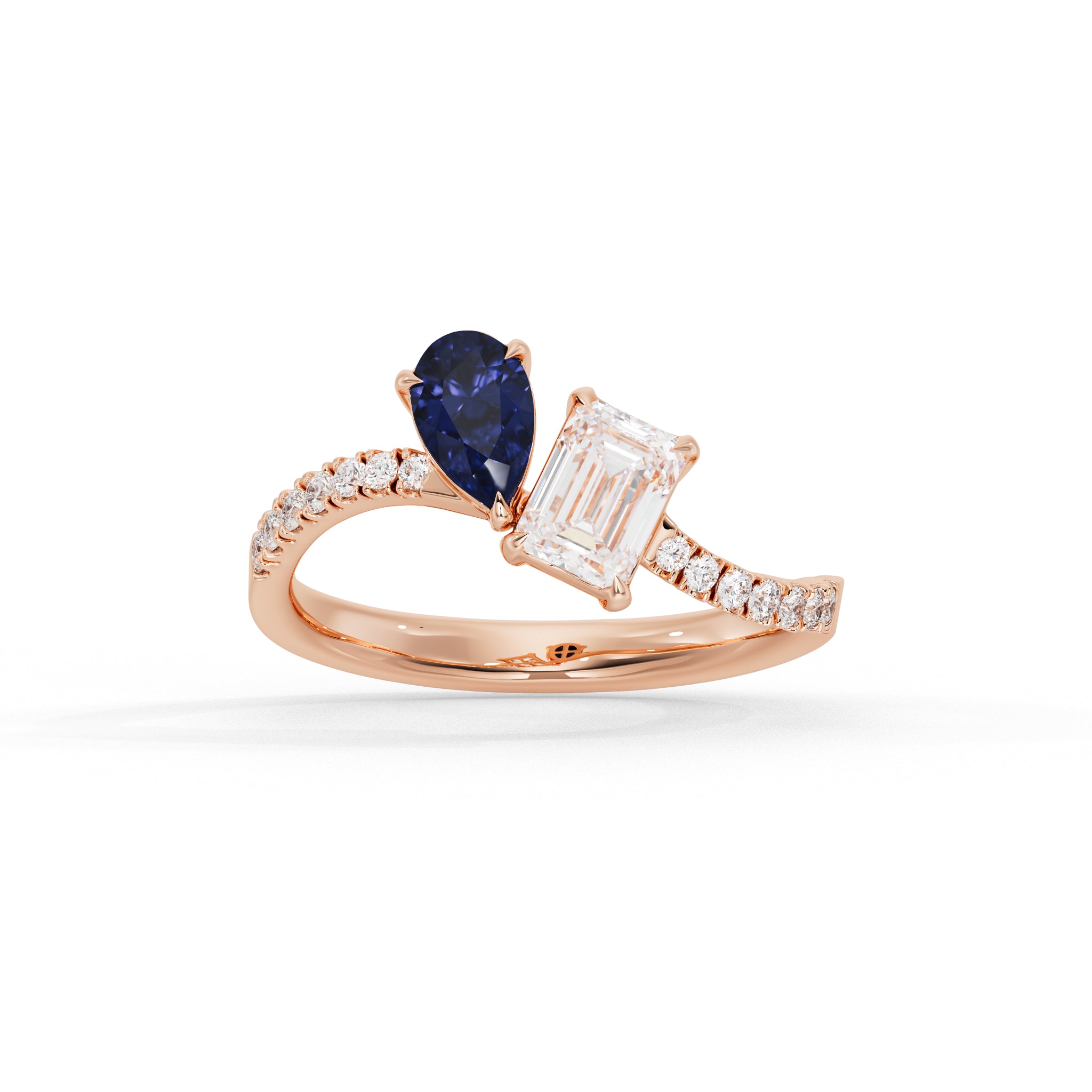 Marielle Emerald Diamond and Blue Sapphire Ring