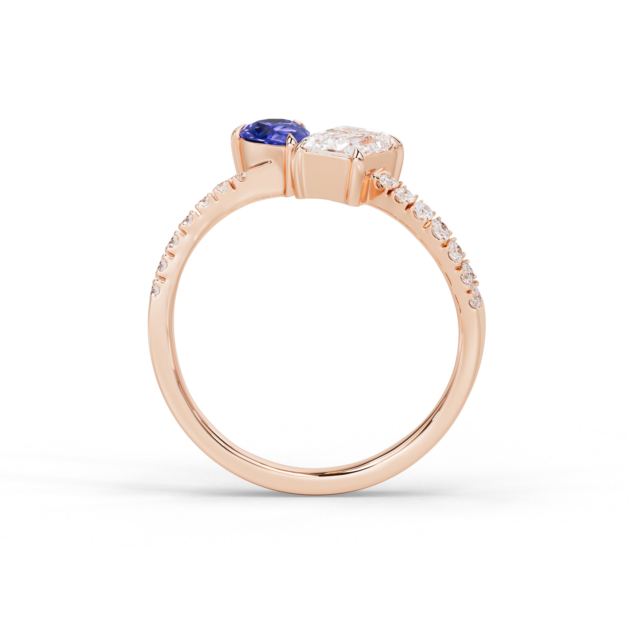 Marielle Emerald Diamond and Blue Sapphire Ring