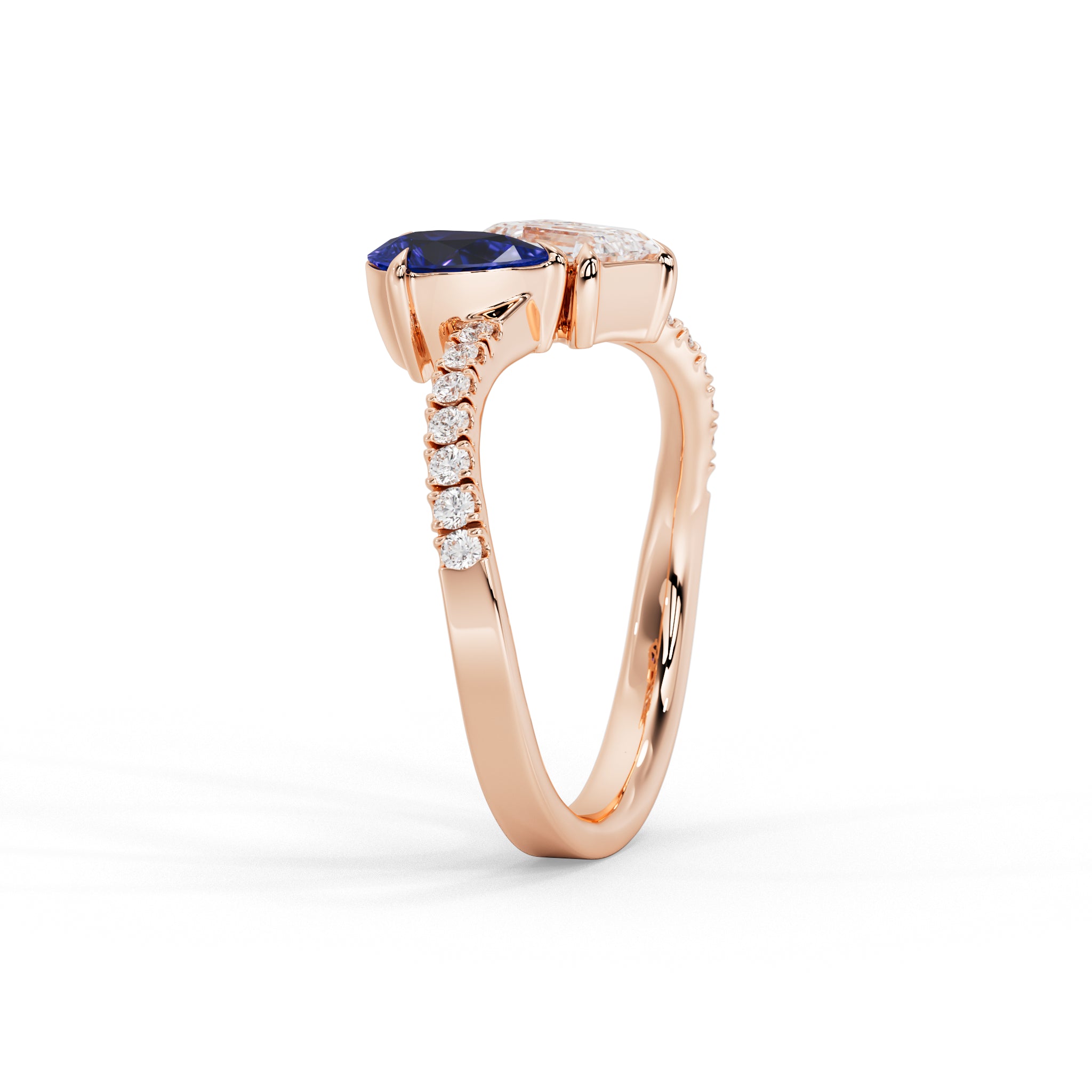 Marielle Emerald Diamond and Blue Sapphire Ring