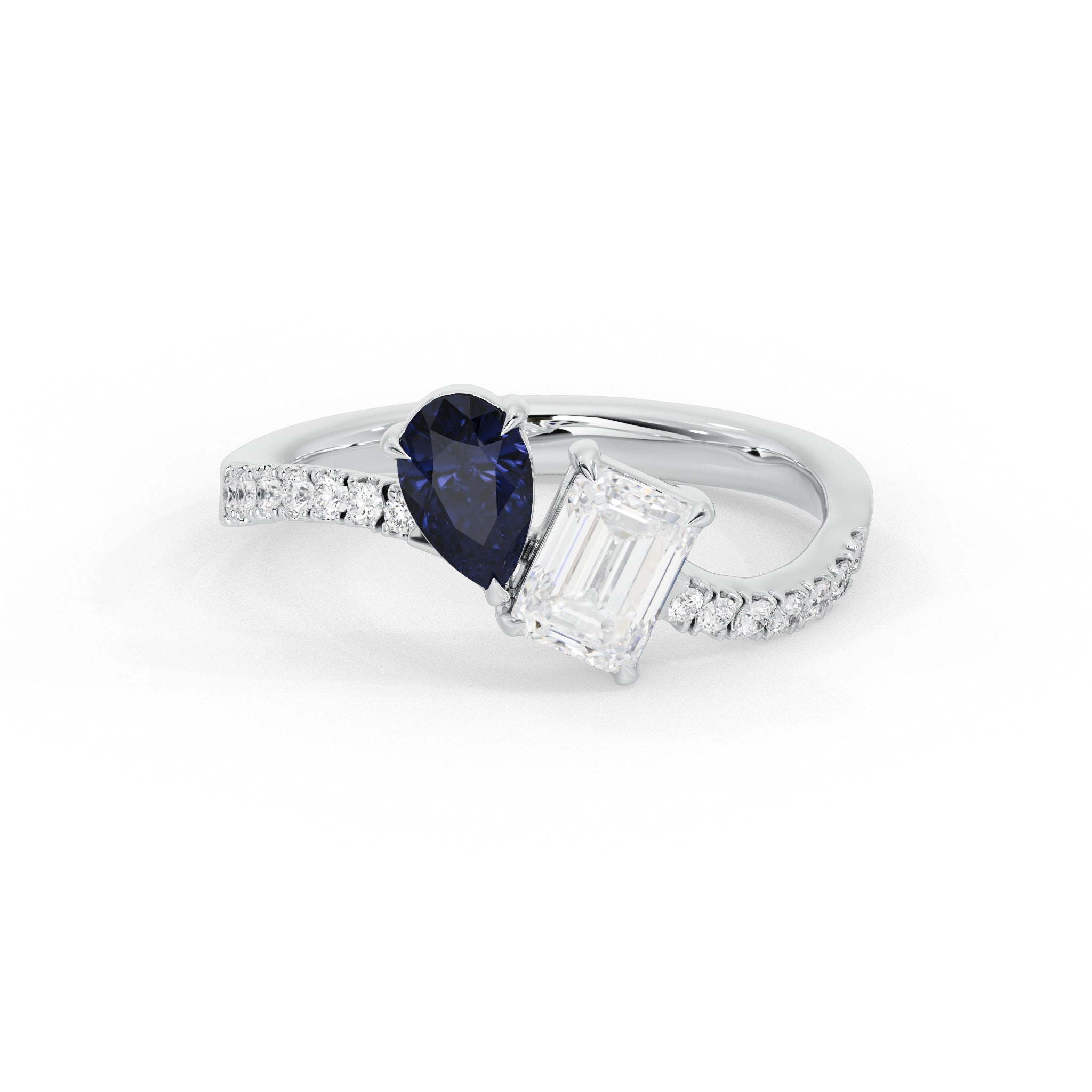 Marielle Emerald Diamond and Blue Sapphire Ring